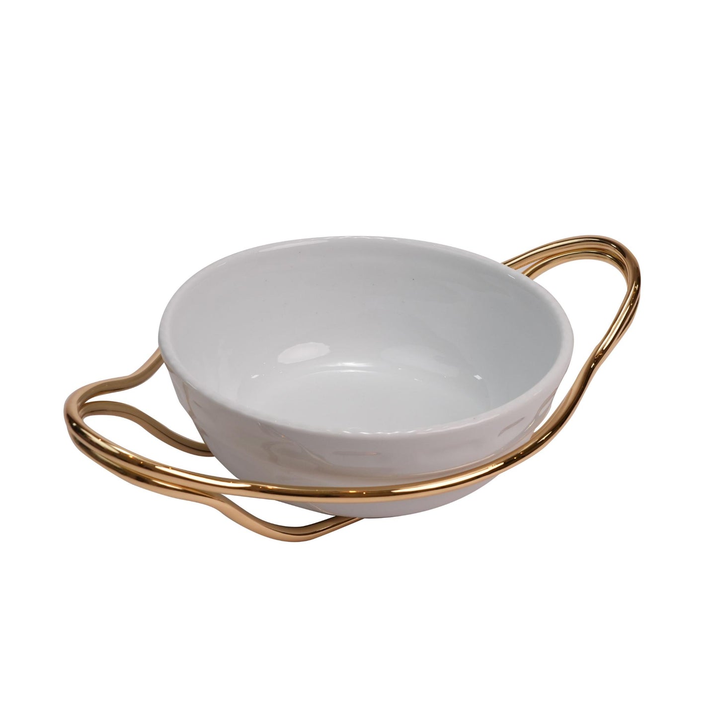 ROUND PORCELAIN BOWL / GOLD PLATED