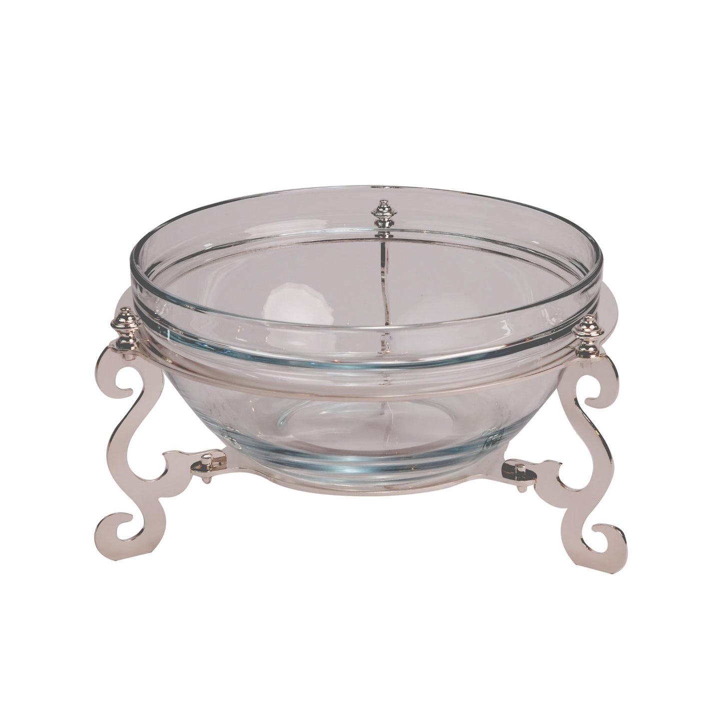 ROUND PYREX BOWL FOR SALAD / SILVER PLATED