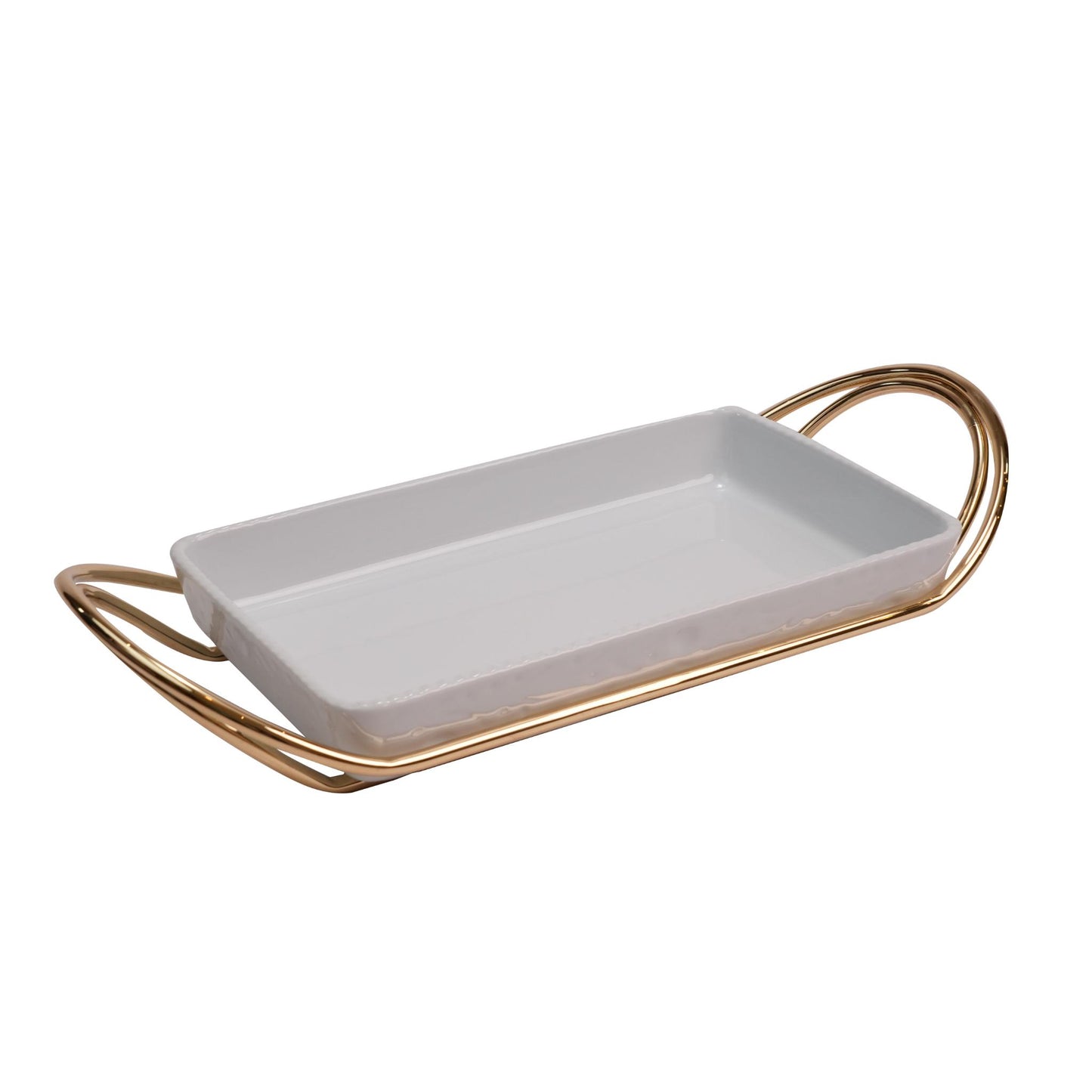 RECTANGULAR PORCELAIN BOWL / GOLD PLATED
