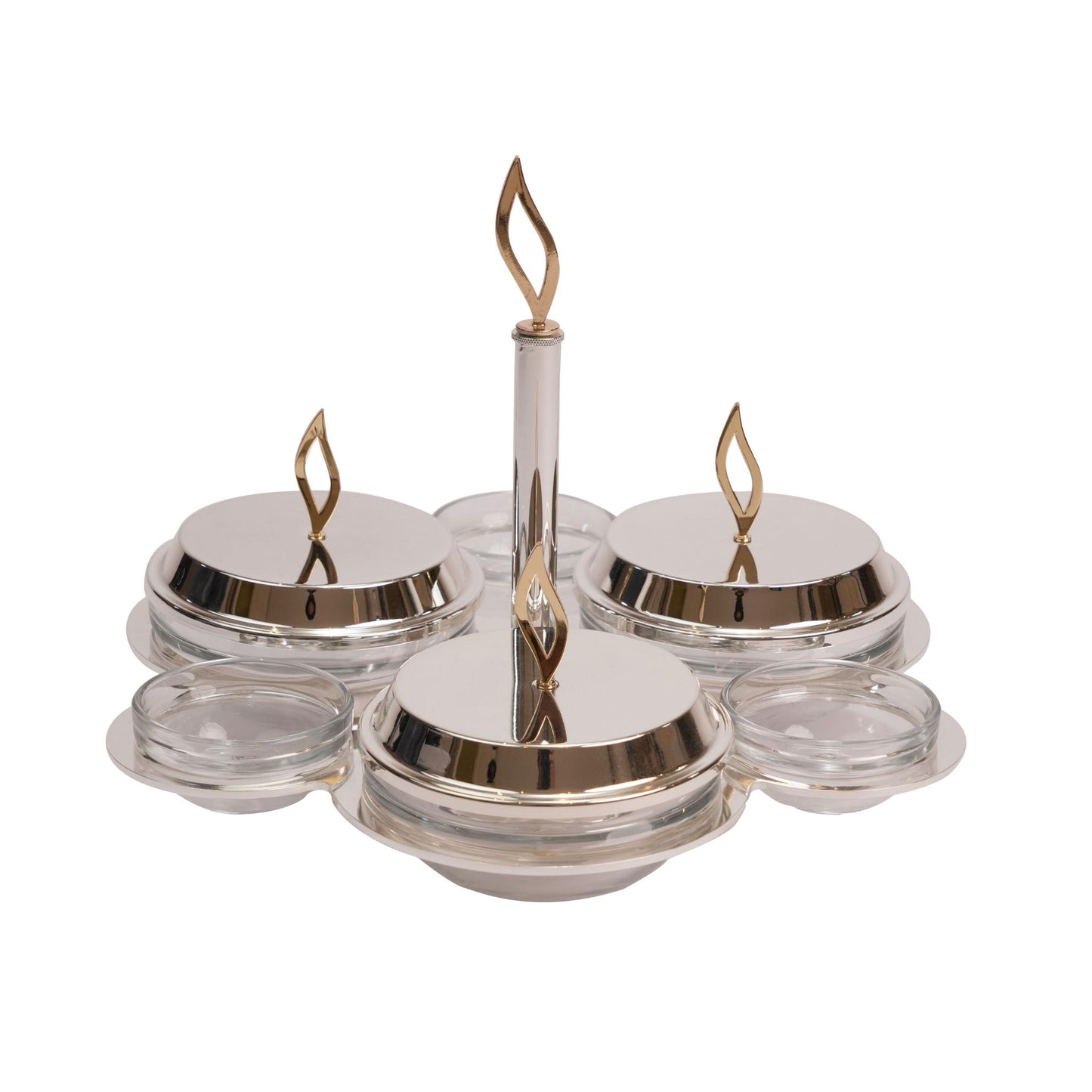 STAND FOR DATES , GOLD FLAME DESIGN / SILVER PLATED