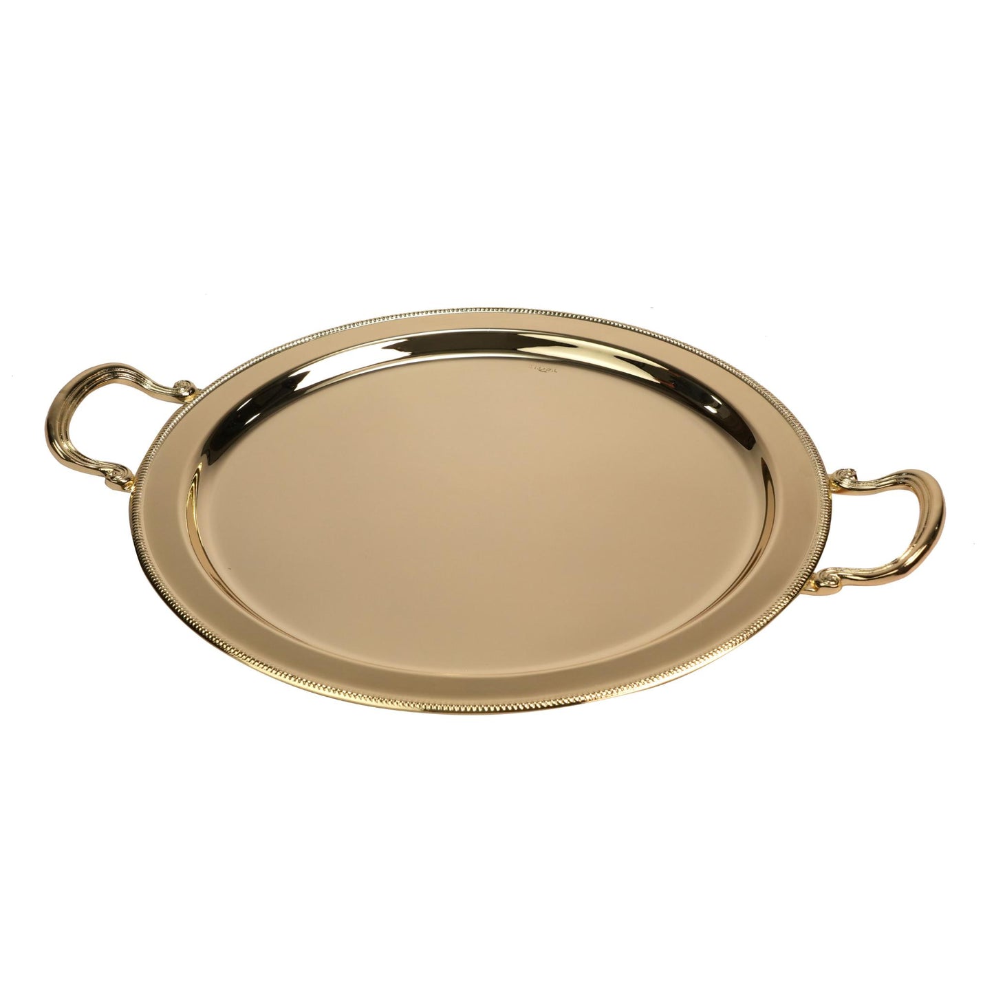 ROUND TRAY , SIMPLE DESIGN / GOLD PLATED