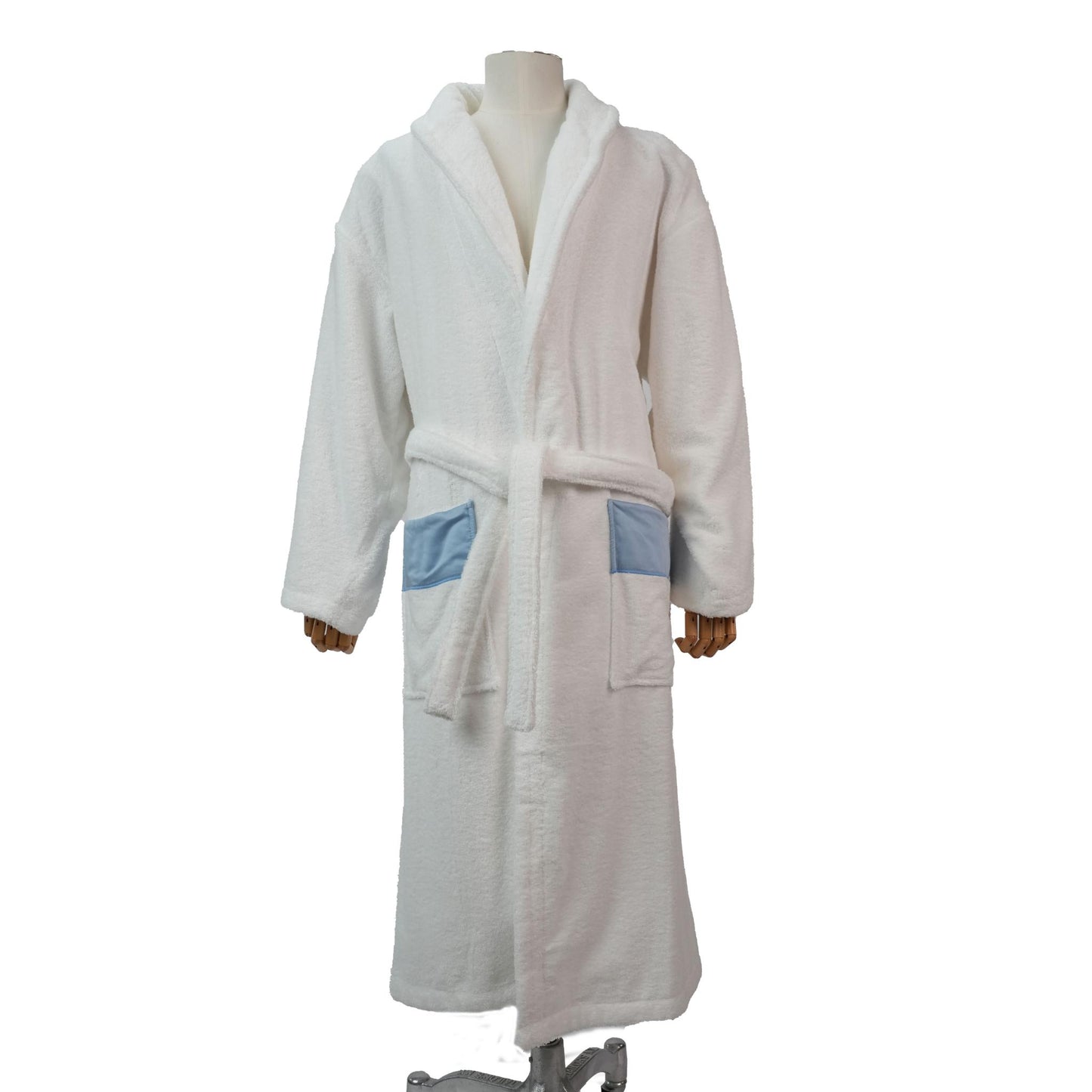 BATHROBE FOR MEN GARDEN WHITE / LIGHT BLUE