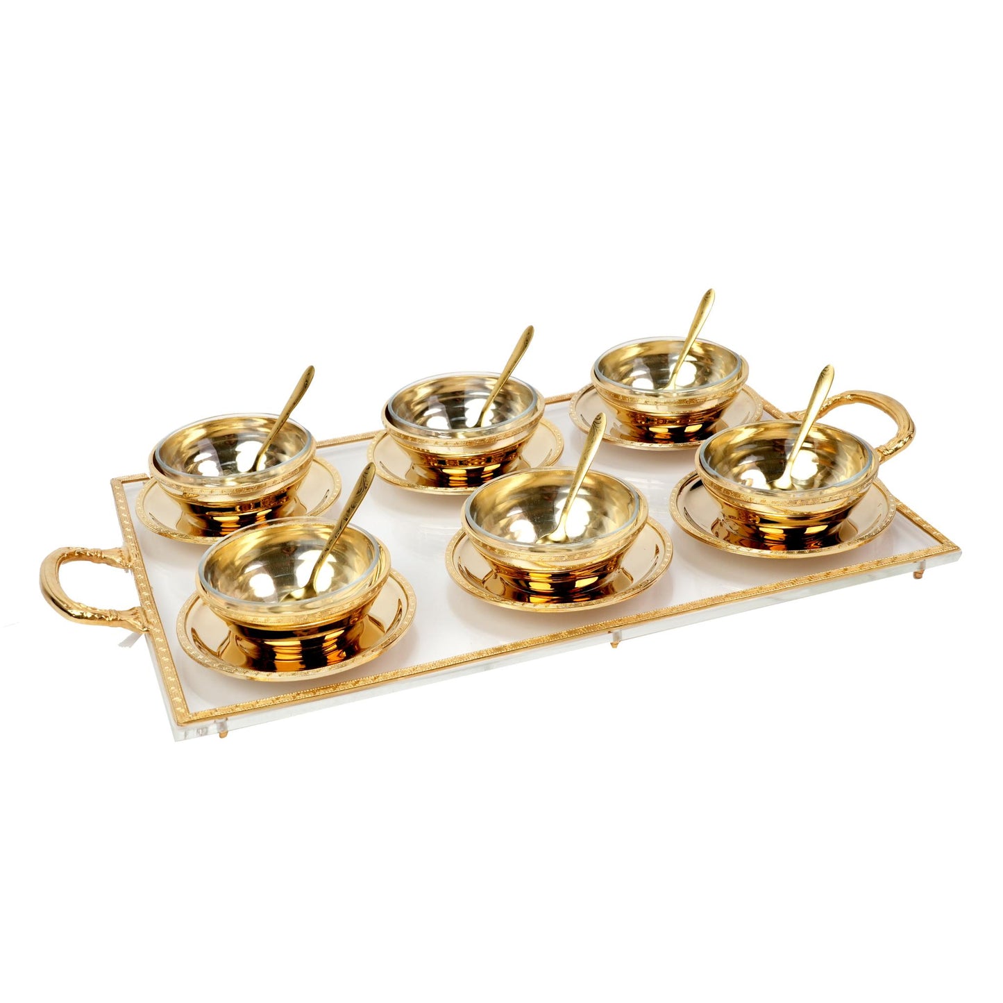MEGHLI GLASS BOWLS WITH PLEXI TRAY AND SPOONS / VARSACE DESIGN