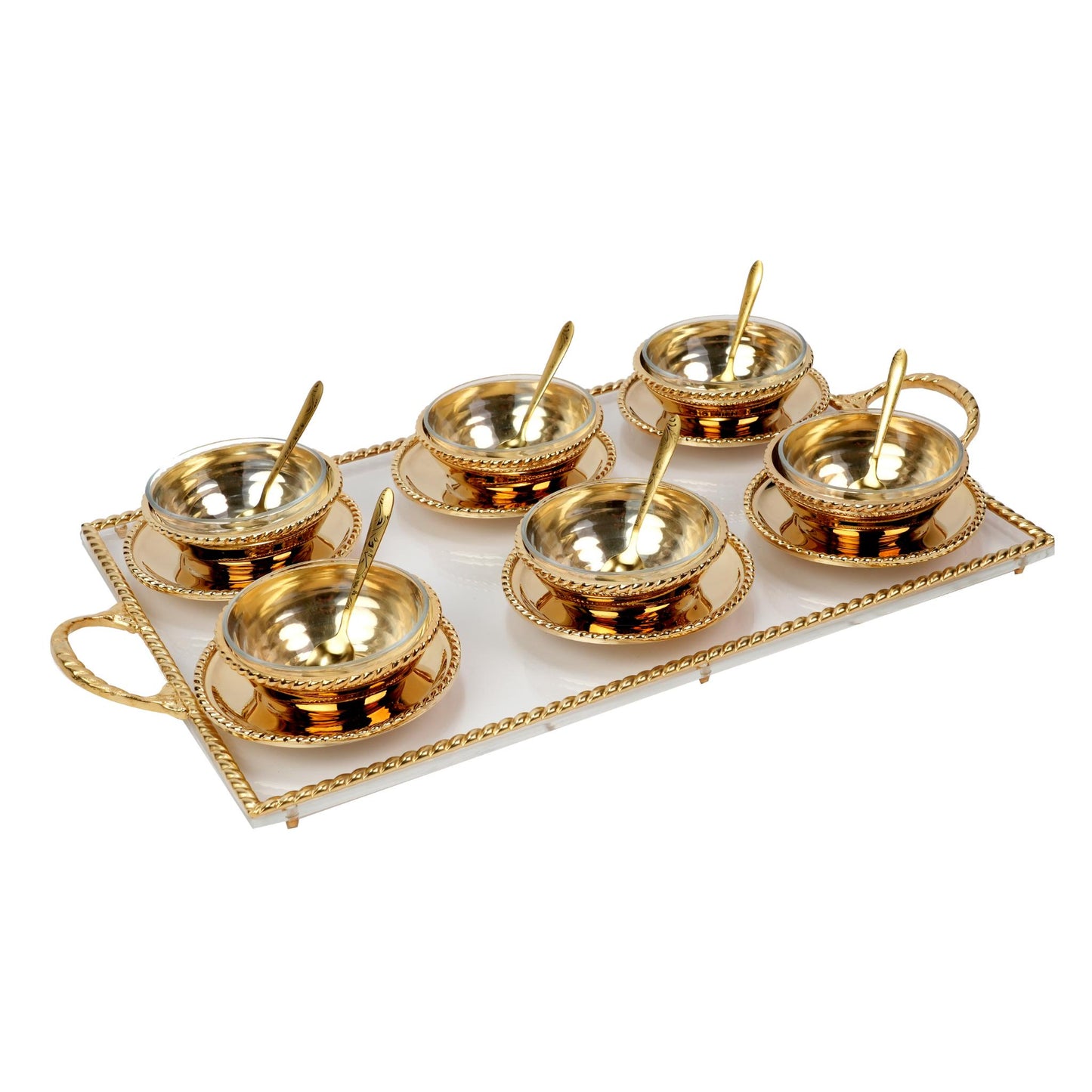 MEGHLI GLASS BOWLS WITH PLEXI TRAY AND SPOONS / HABLA DESIGN