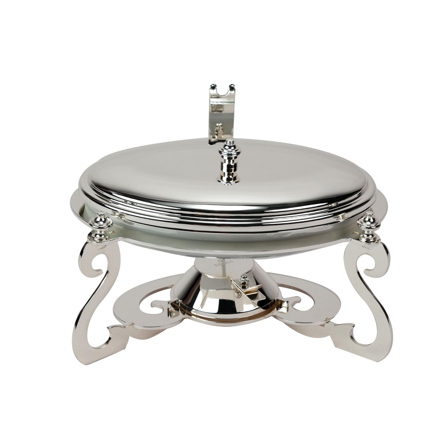 OVAL PORCELAIN BOWL WITH CANDLE STAND WITH COVER / SILVER PLATED