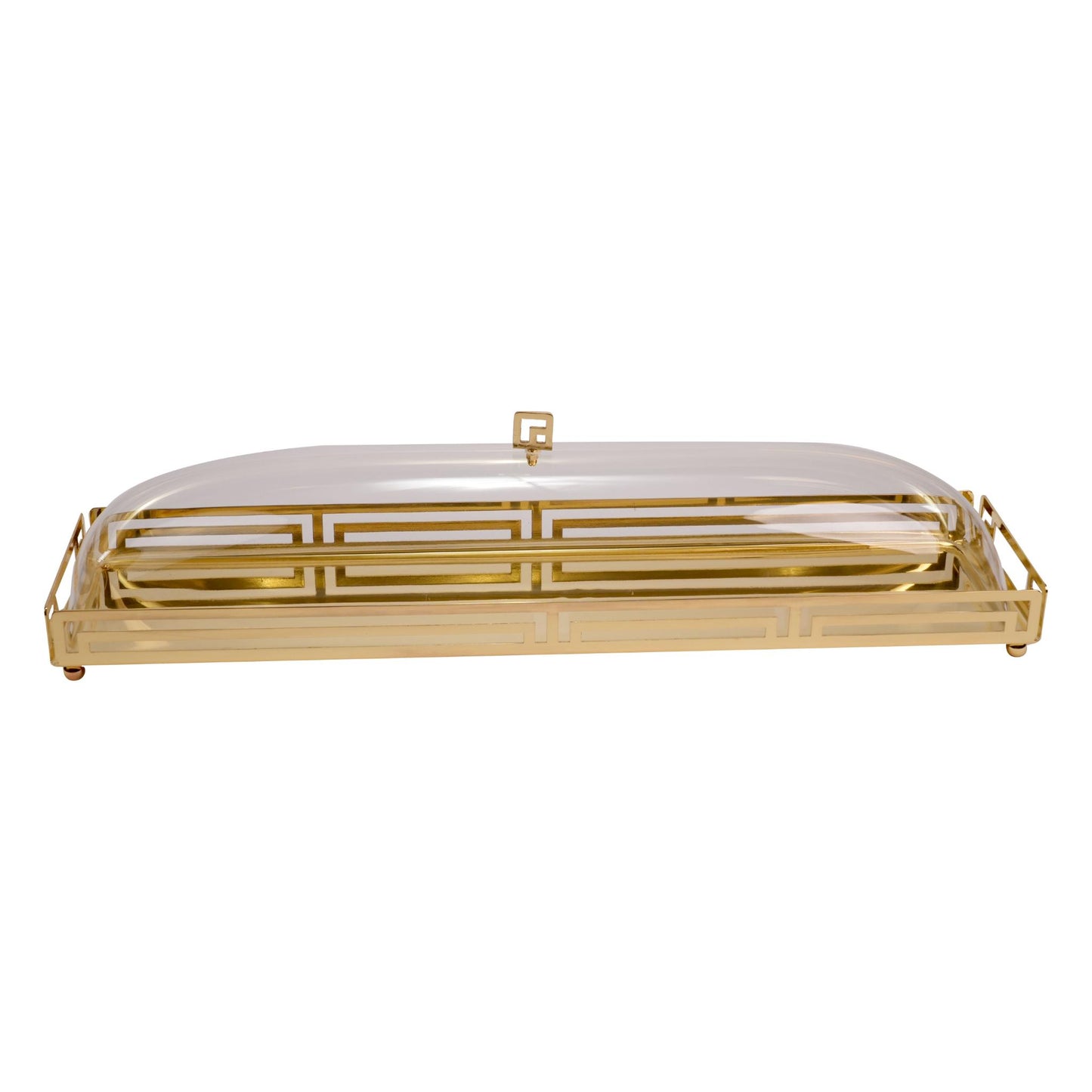 RECTANGULAR TRAY WITH PLEXI COVER / GOLD PLATED