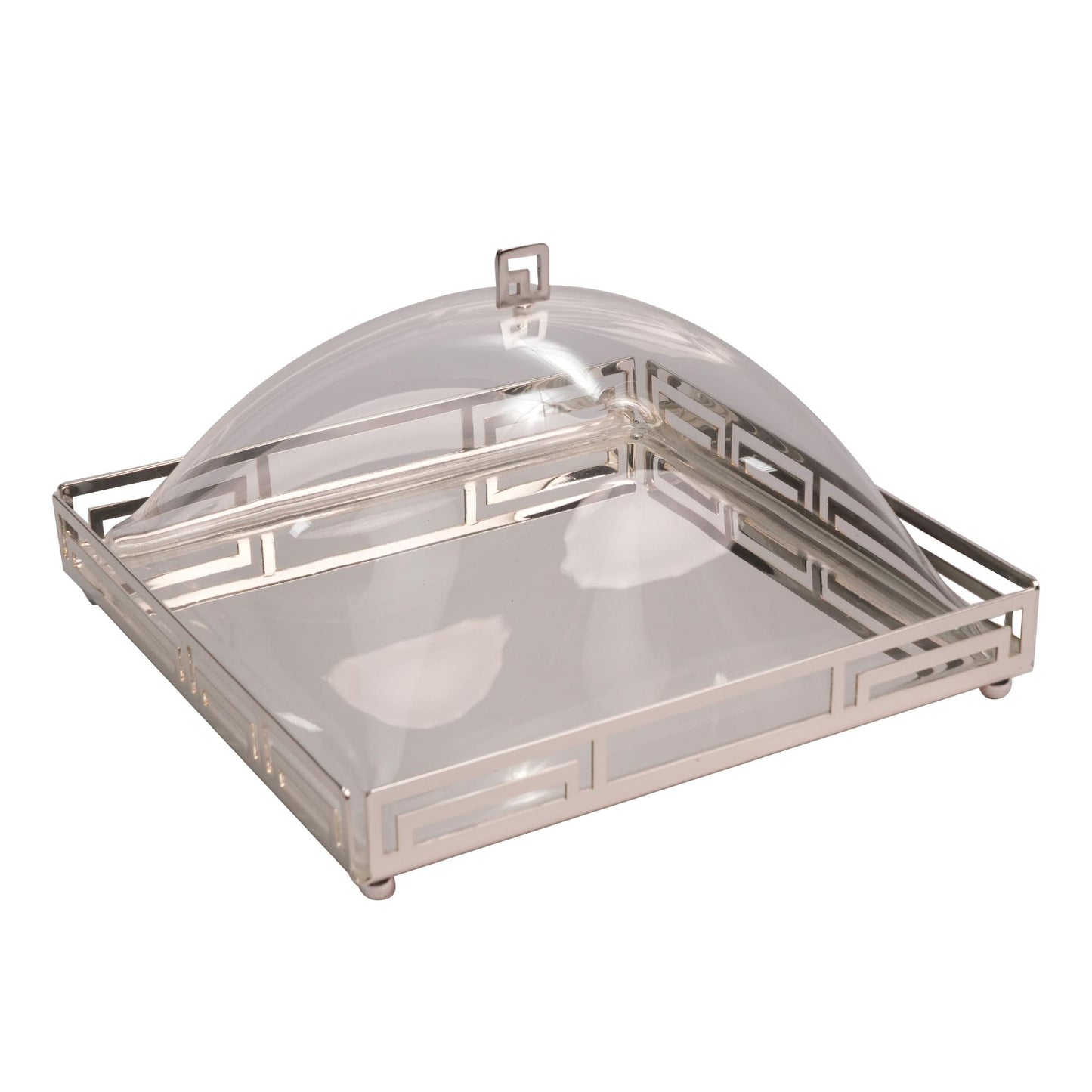 SQUARE TRAY WITH PLEXI COVER / SILVER PLATED