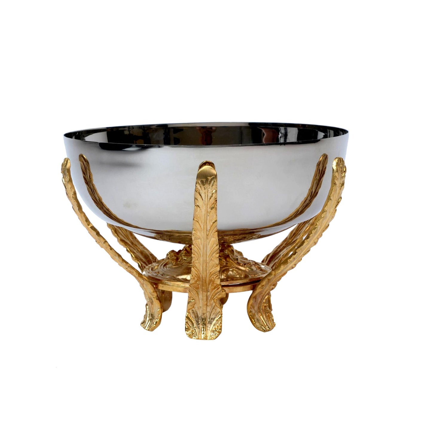 SALADIER WITH SILVER AND GOLD POURING LEAVES