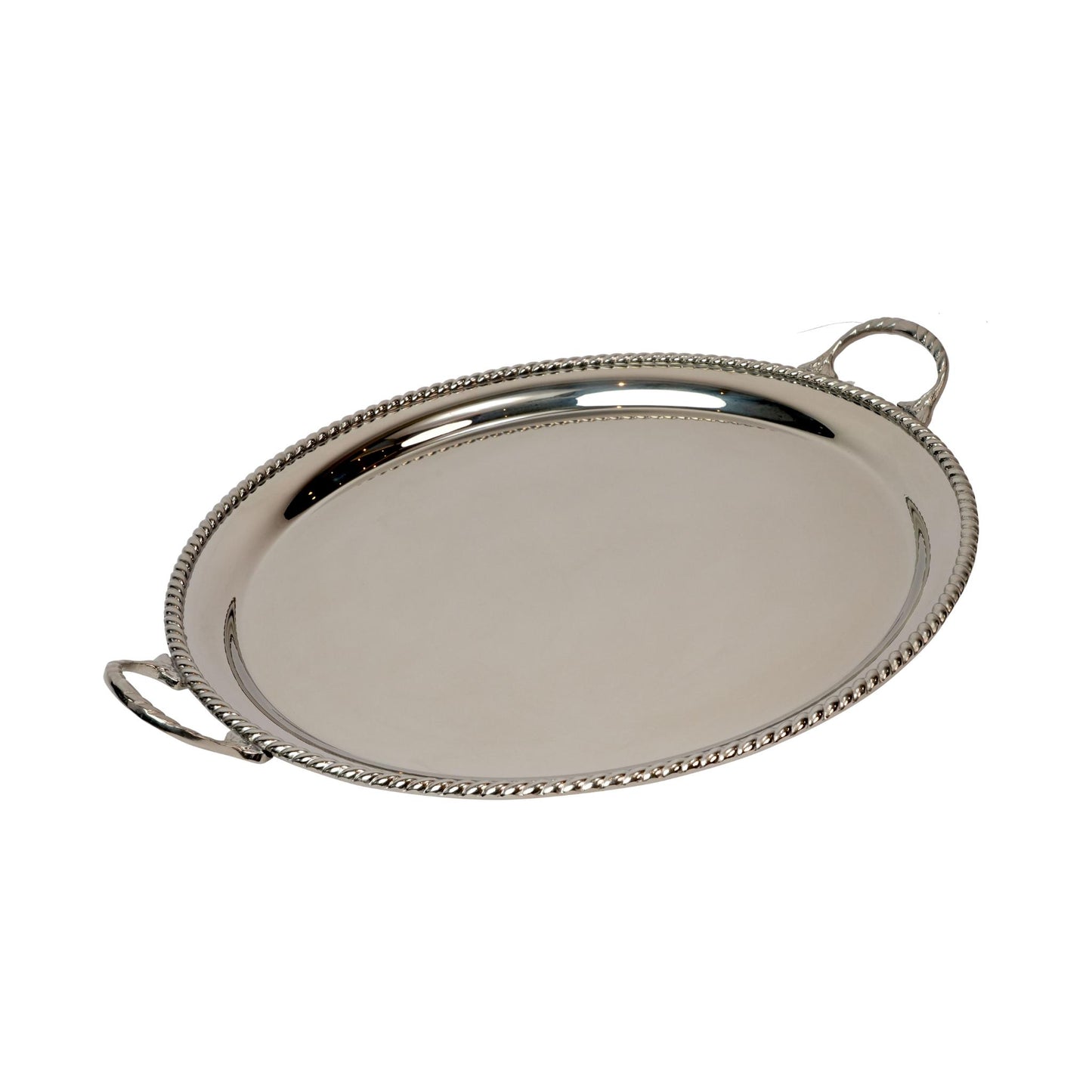 ROUND SERVING TRAY SILVER / CHROME FINISH