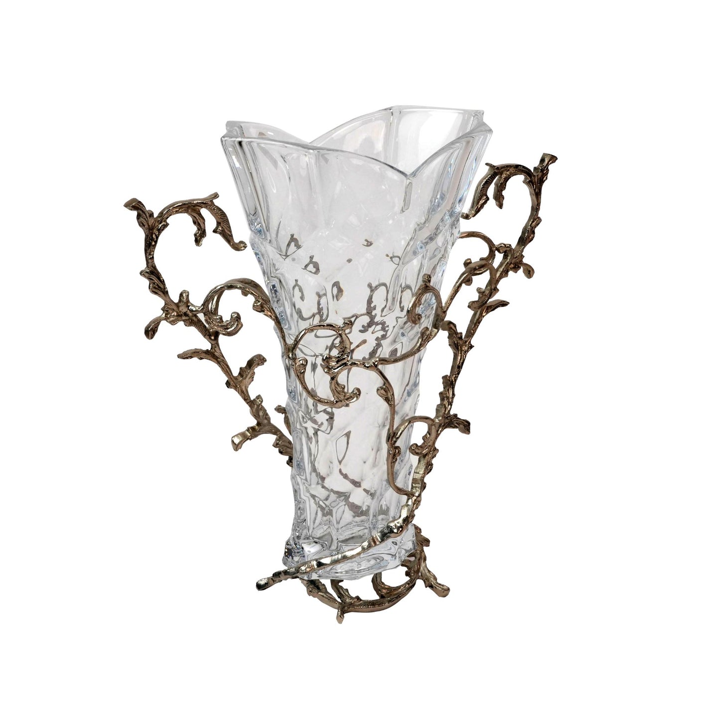 CRYSTAL VASE WITH SILVER BRANCHES DESIGN STAND