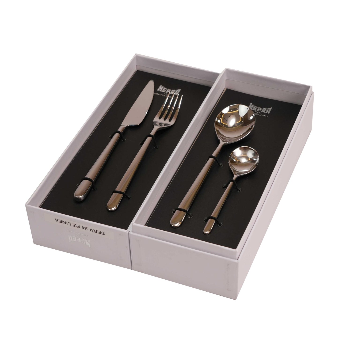 MEPRA LINEA DESIGN CUTLERY SET OF 24 PCS / SILVER