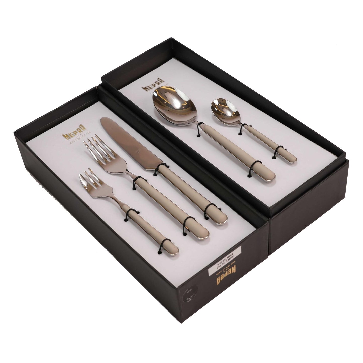 CUTLERY SET 30 PCS / SILVER COLOR AND TURTLE