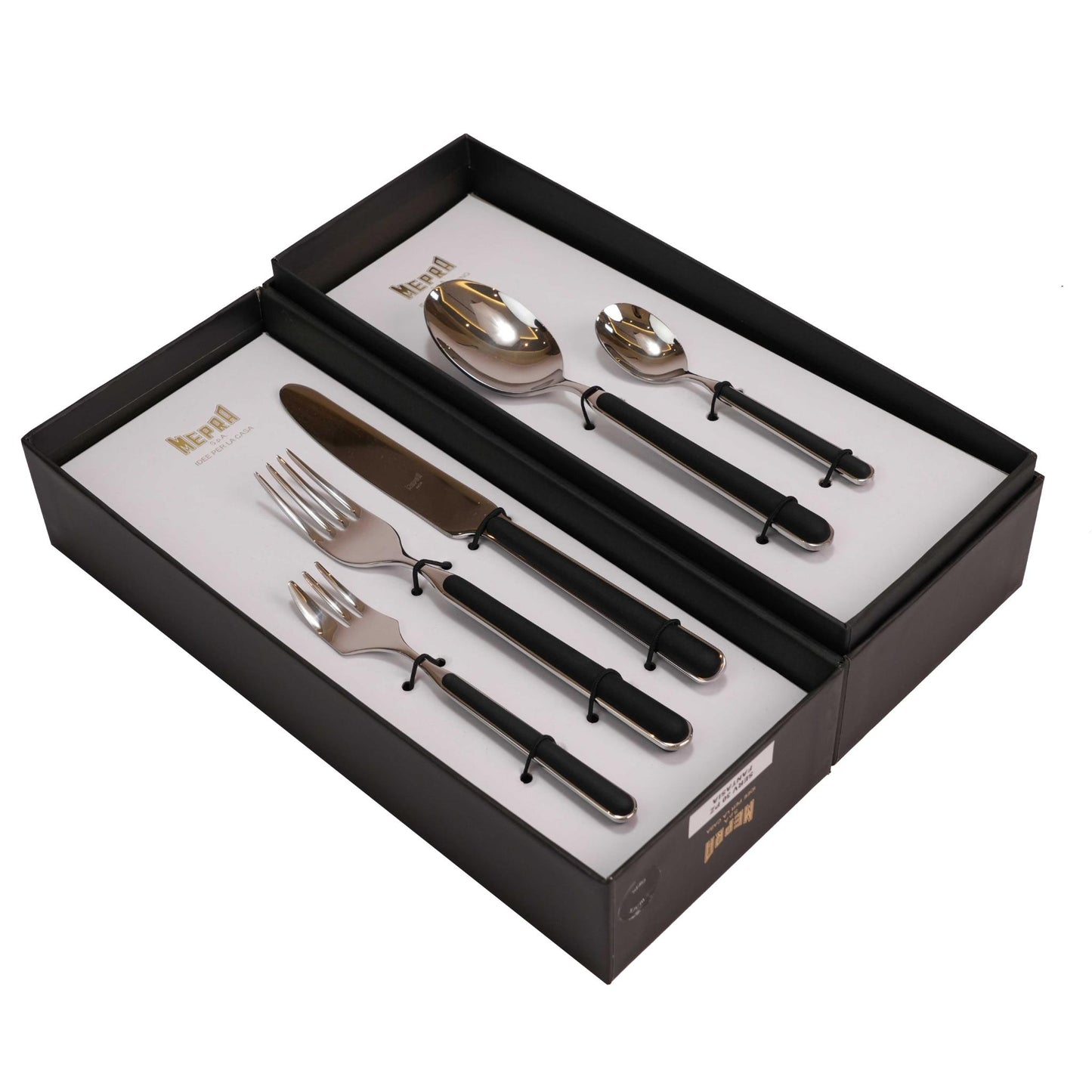 CUTLERY SET 30 PCS / SILVER COLOR AND BLACK