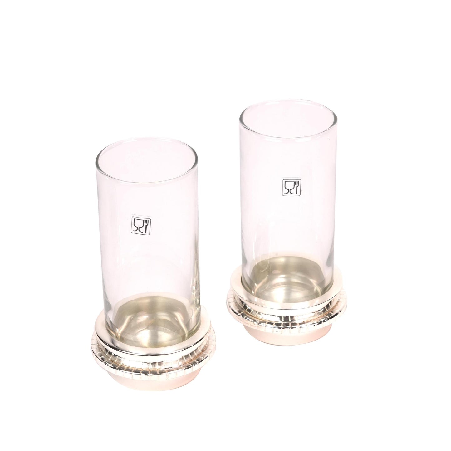 WATER GLASS - SET OF 6 PCS WITH DECOR DESIGN / SILVER PLATED