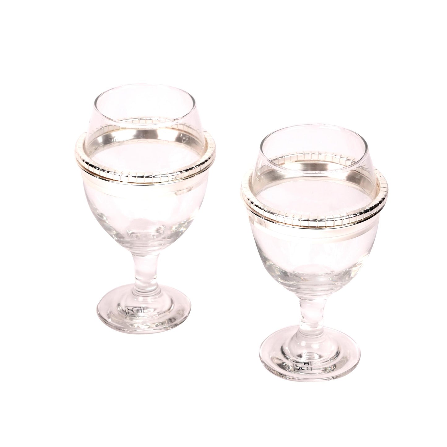 JUICE GLASS - SET OF 6 PCS , DECOR DESIGN / SILVER PLATED