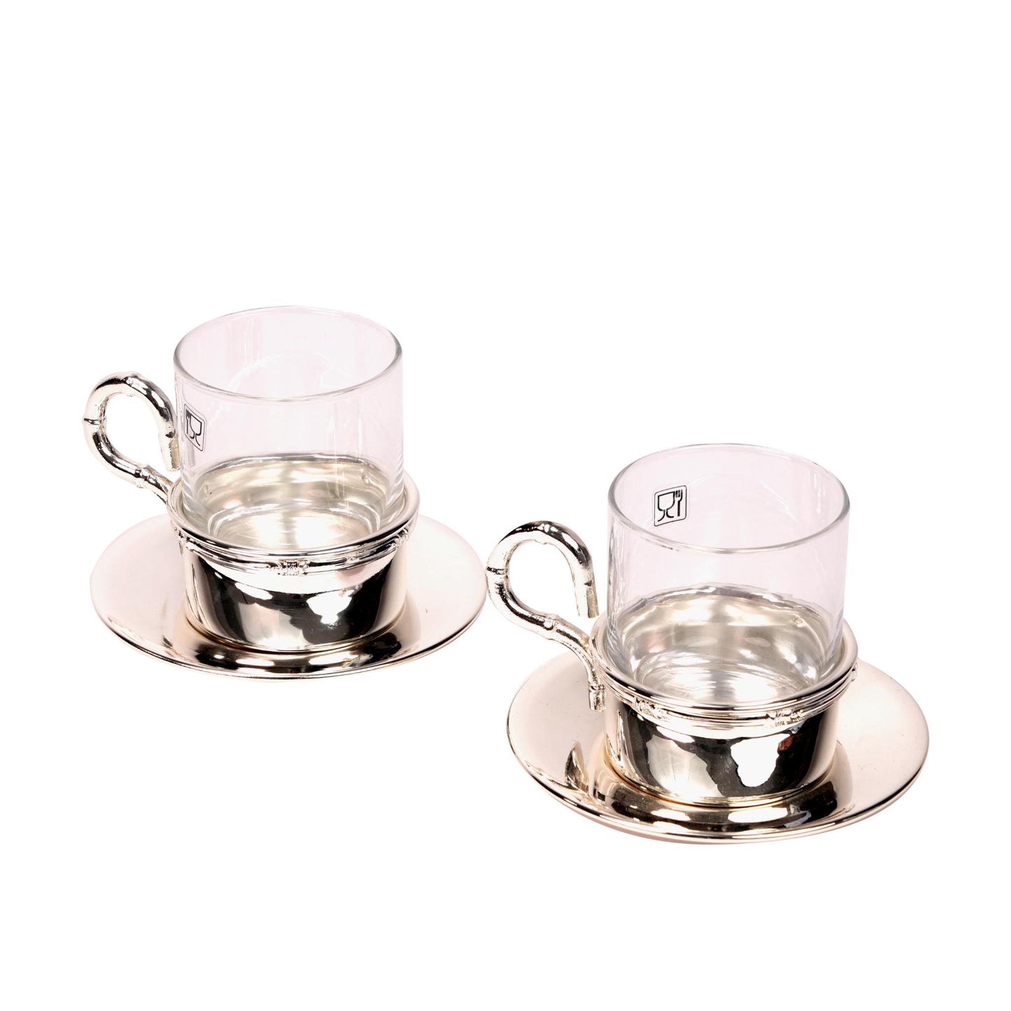 TEA / CAPPUCCINO WITH SAUCER , BB BORDOUR DESIGN / SILVER PLATED