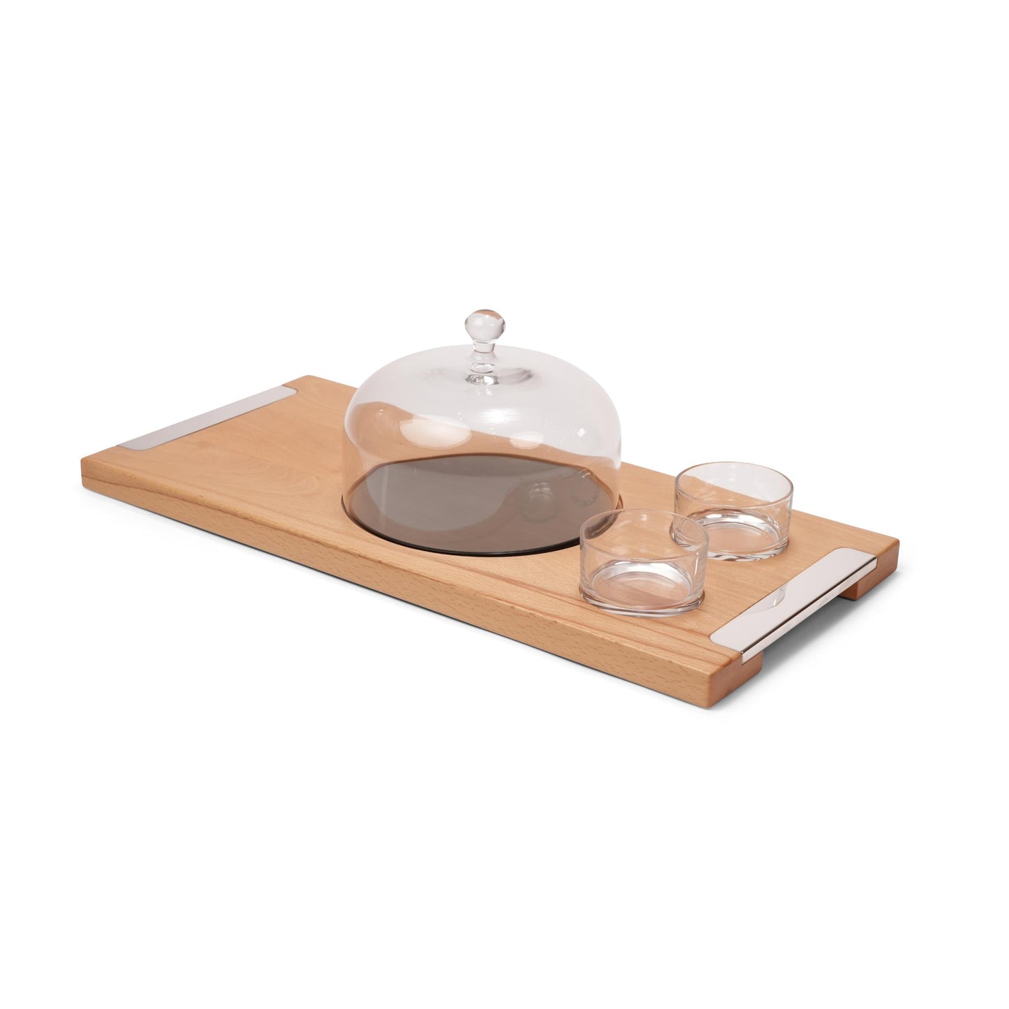 ESSENTIA , WOODEN CHEESE BOARD WITH DOME AND BOWLS