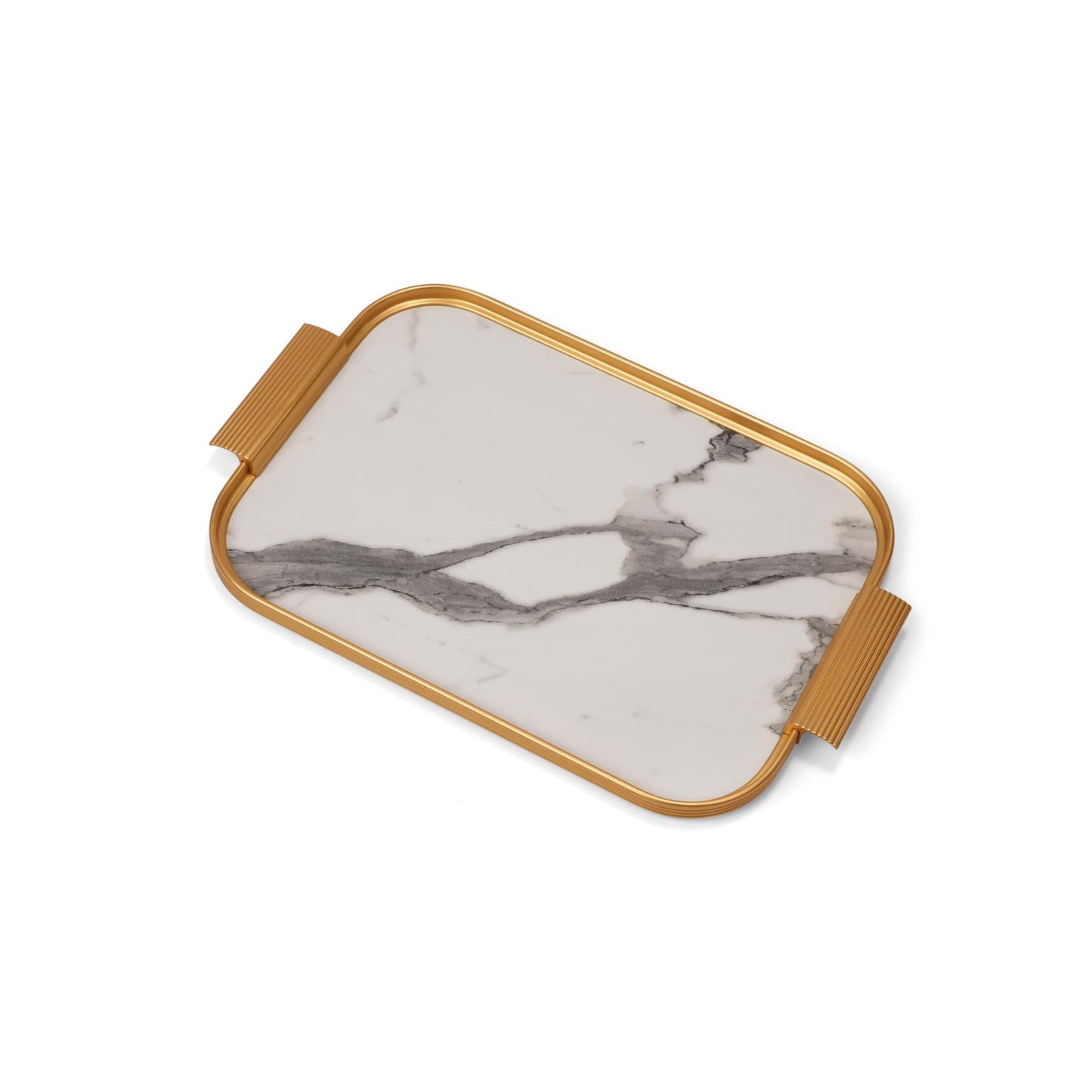 TRAY WHITE MARBLE / GOLD DESIGN / SMALL SIZE
