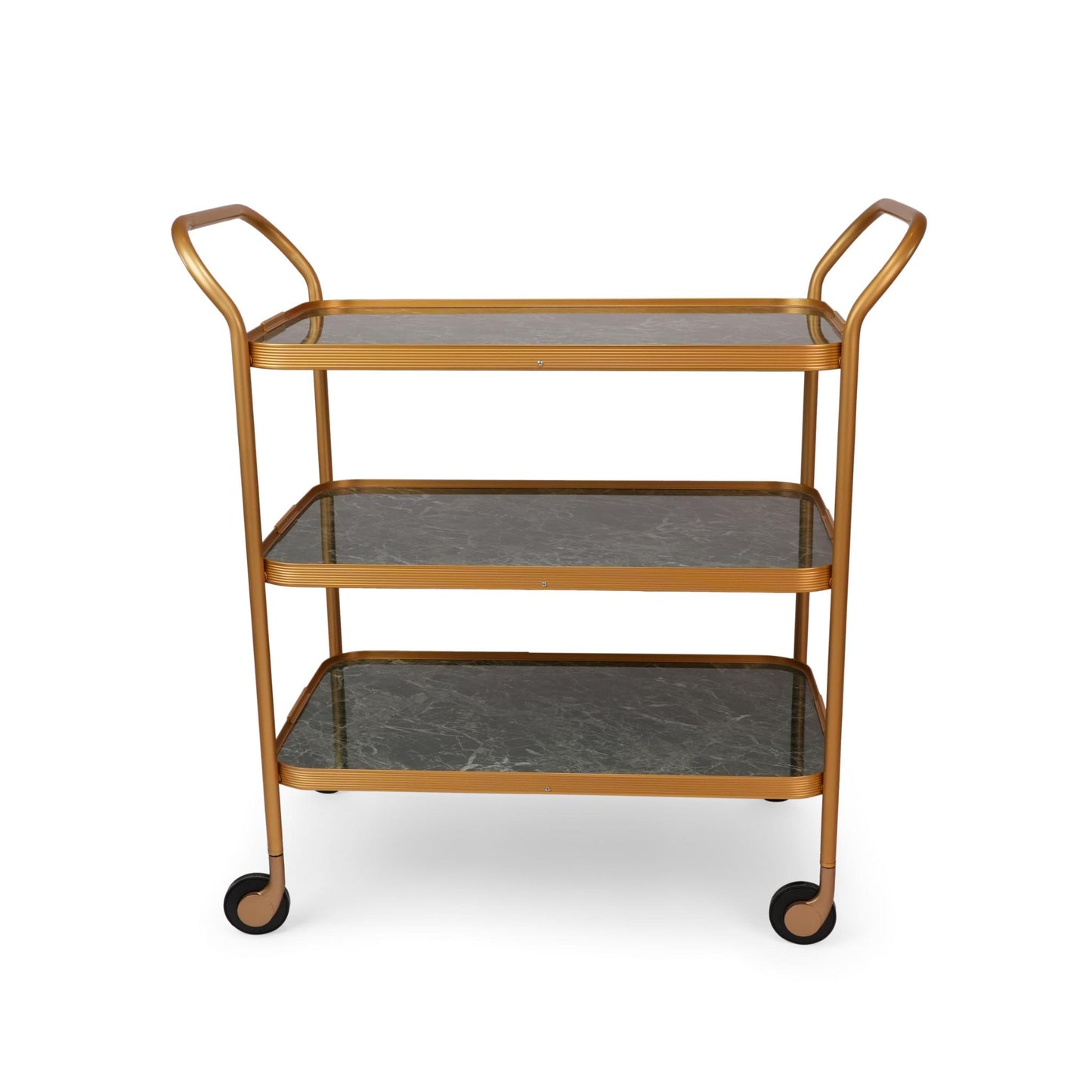EXTRA LARGE RIBBED TROLLY GREEN MARBLE / GOLD 3 LAYERS