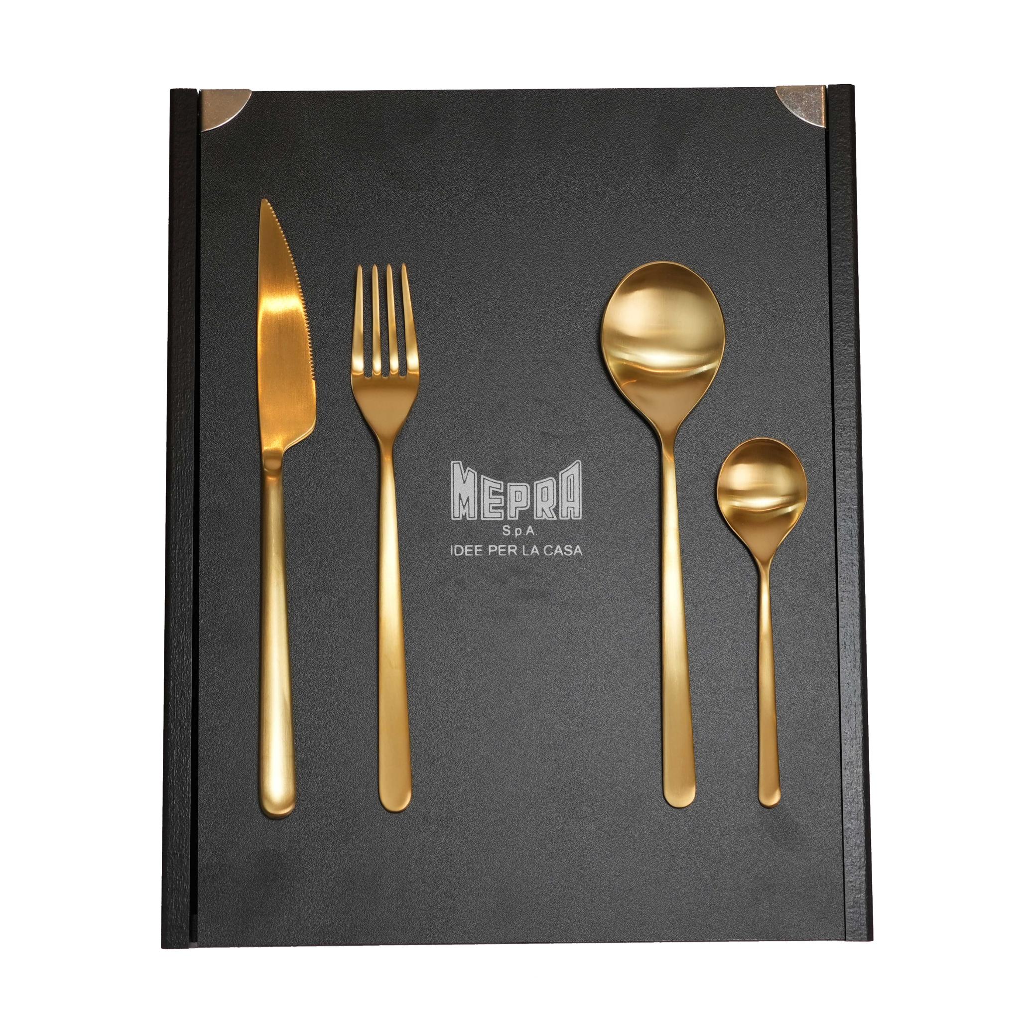 MEPRA LINEA ICE ORO DESIGN  CUTLERY SET OF  24 PCS / GOLD