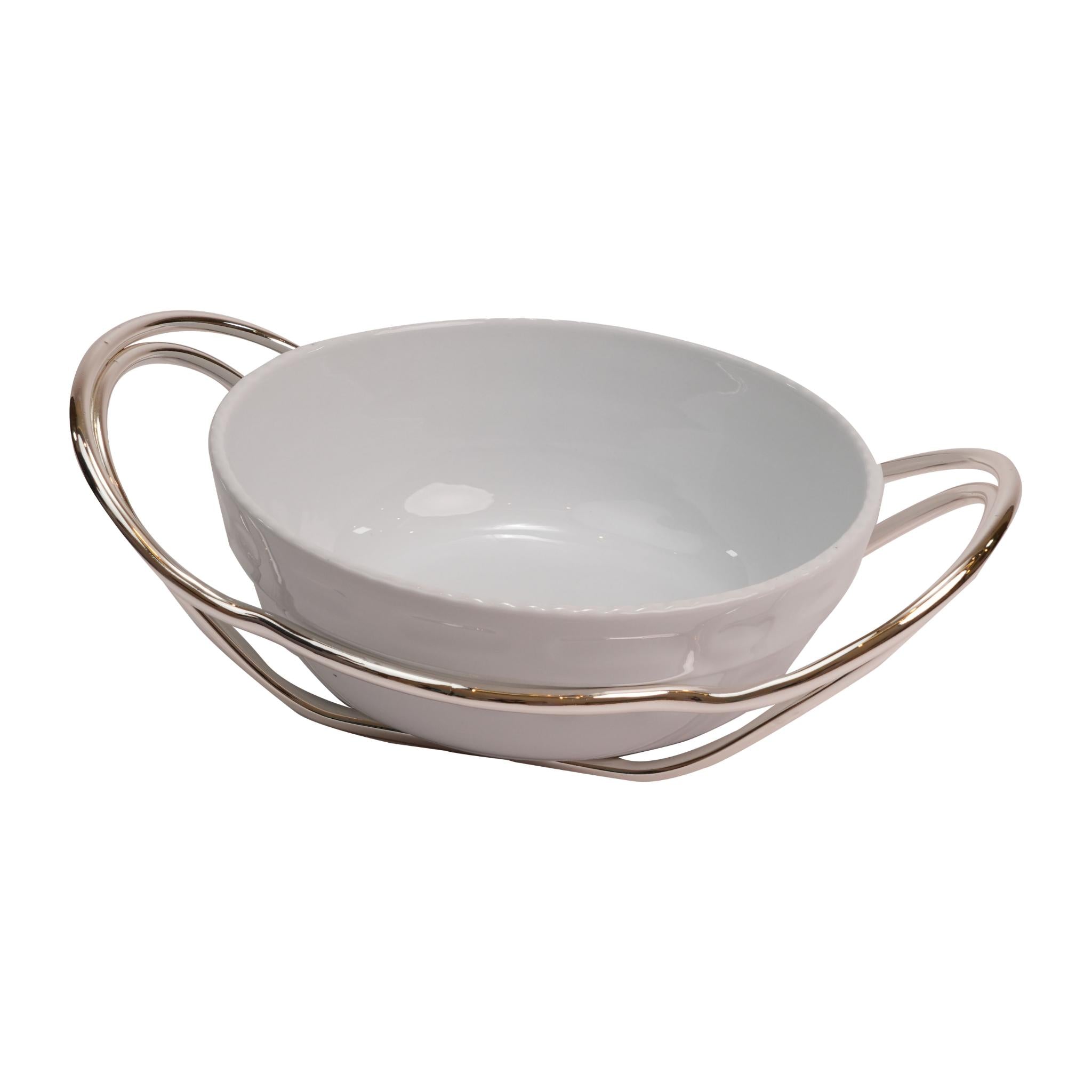 ROUND PORCELAIN BOWL  / SILVER PLATED