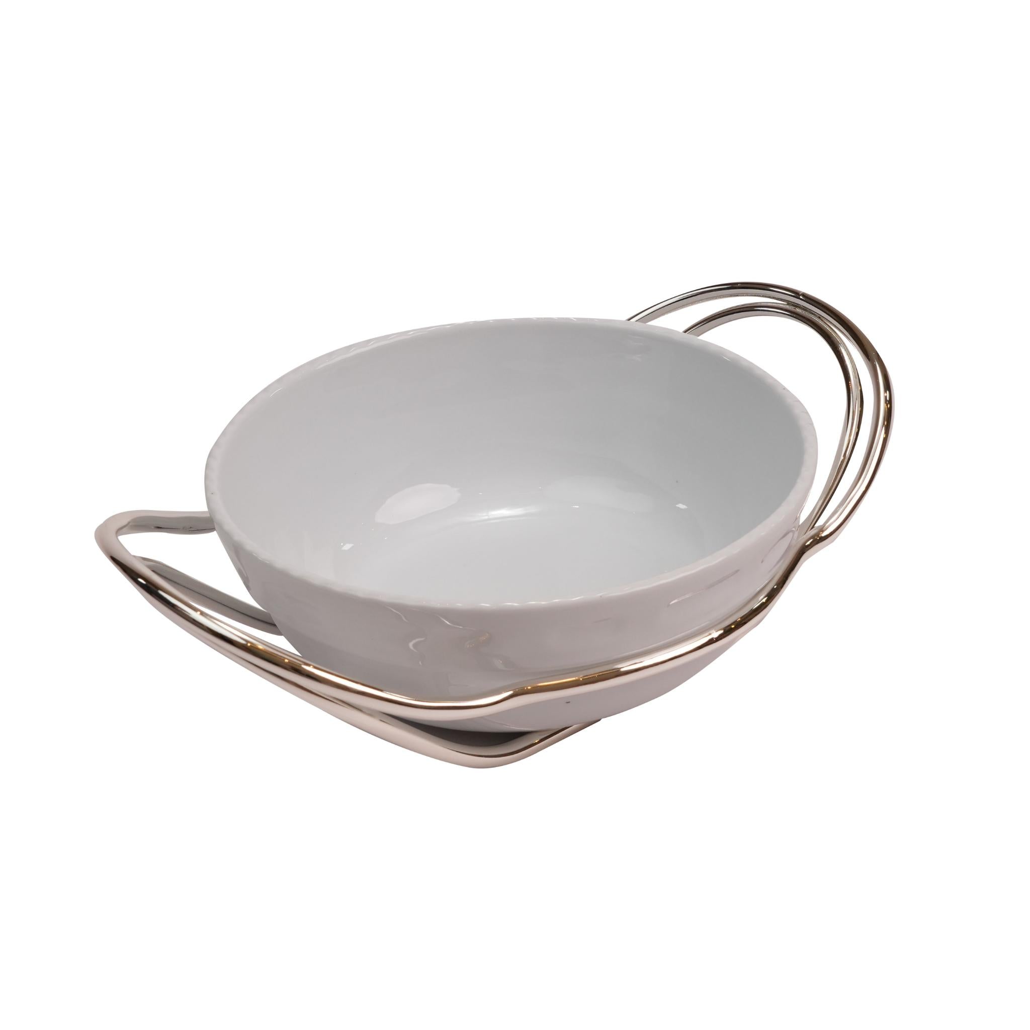 ROUND PORCELAIN BOWL  / SILVER PLATED