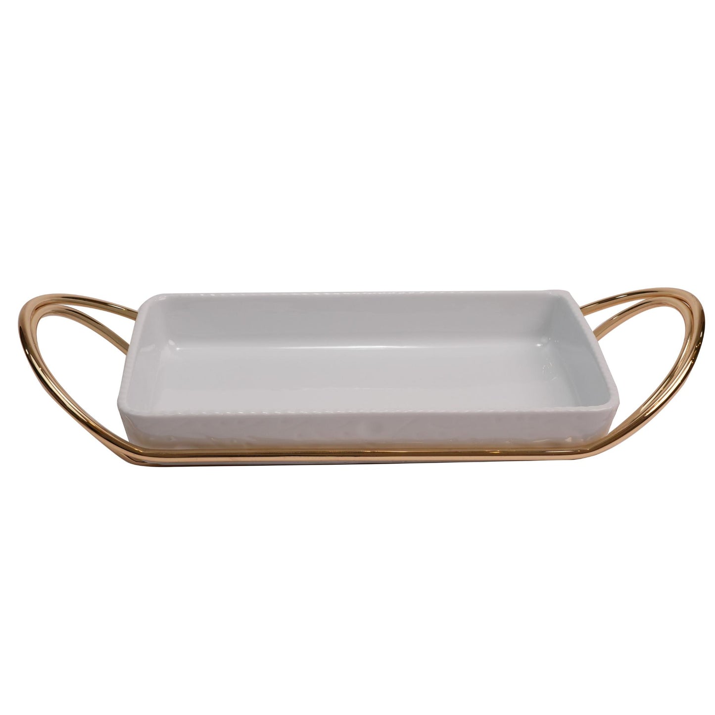 RECTANGULAR PORCELAIN  BOWL  / GOLD PLATED