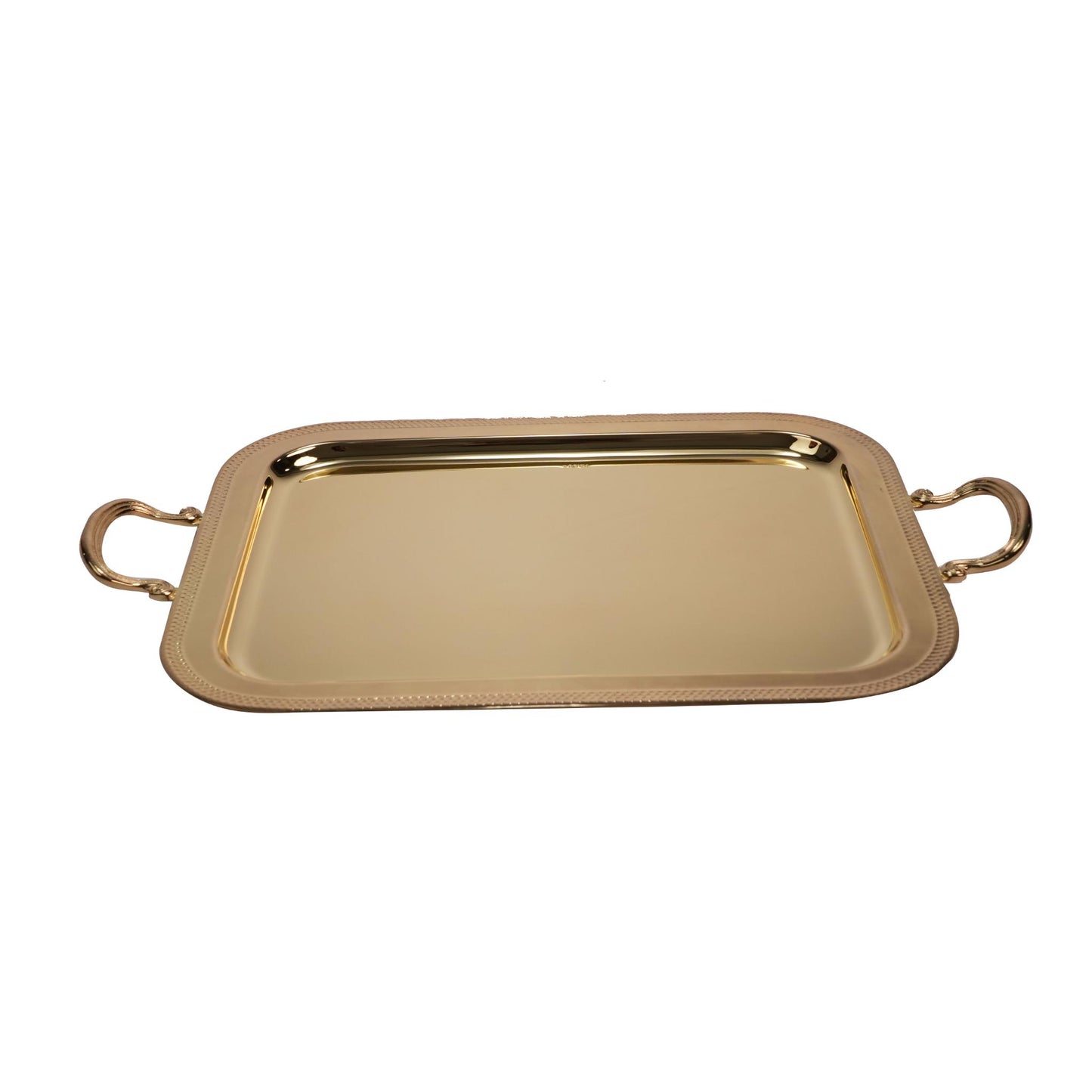 RECTANGULAR TRAY , DOTED DESIGN / GOLD PLATED