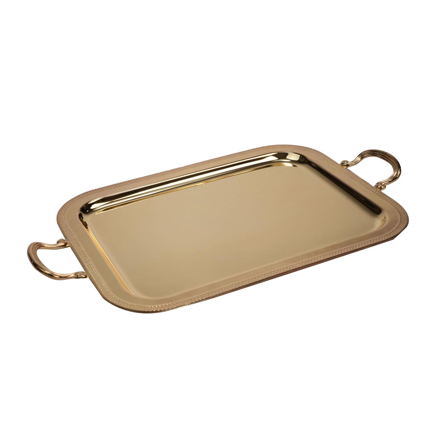 RECTANGULAR TRAY , DOTED DESIGN / GOLD PLATED