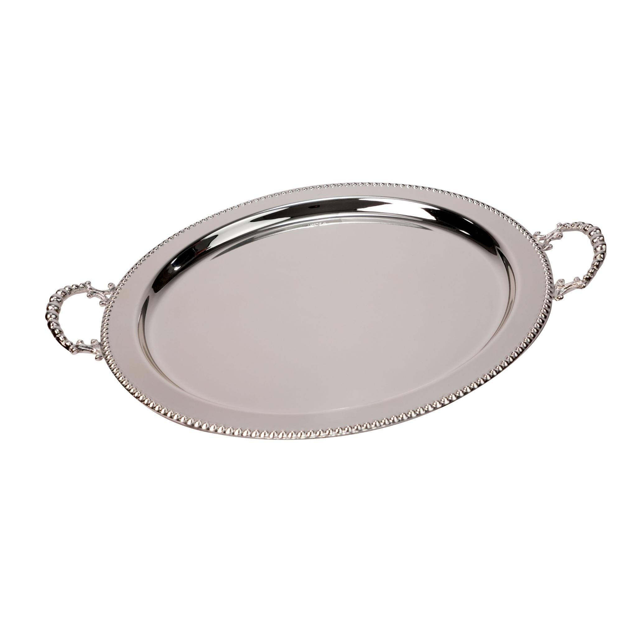 ROUND TRAY , BUBBLE DESIGN / SILVER PLATED