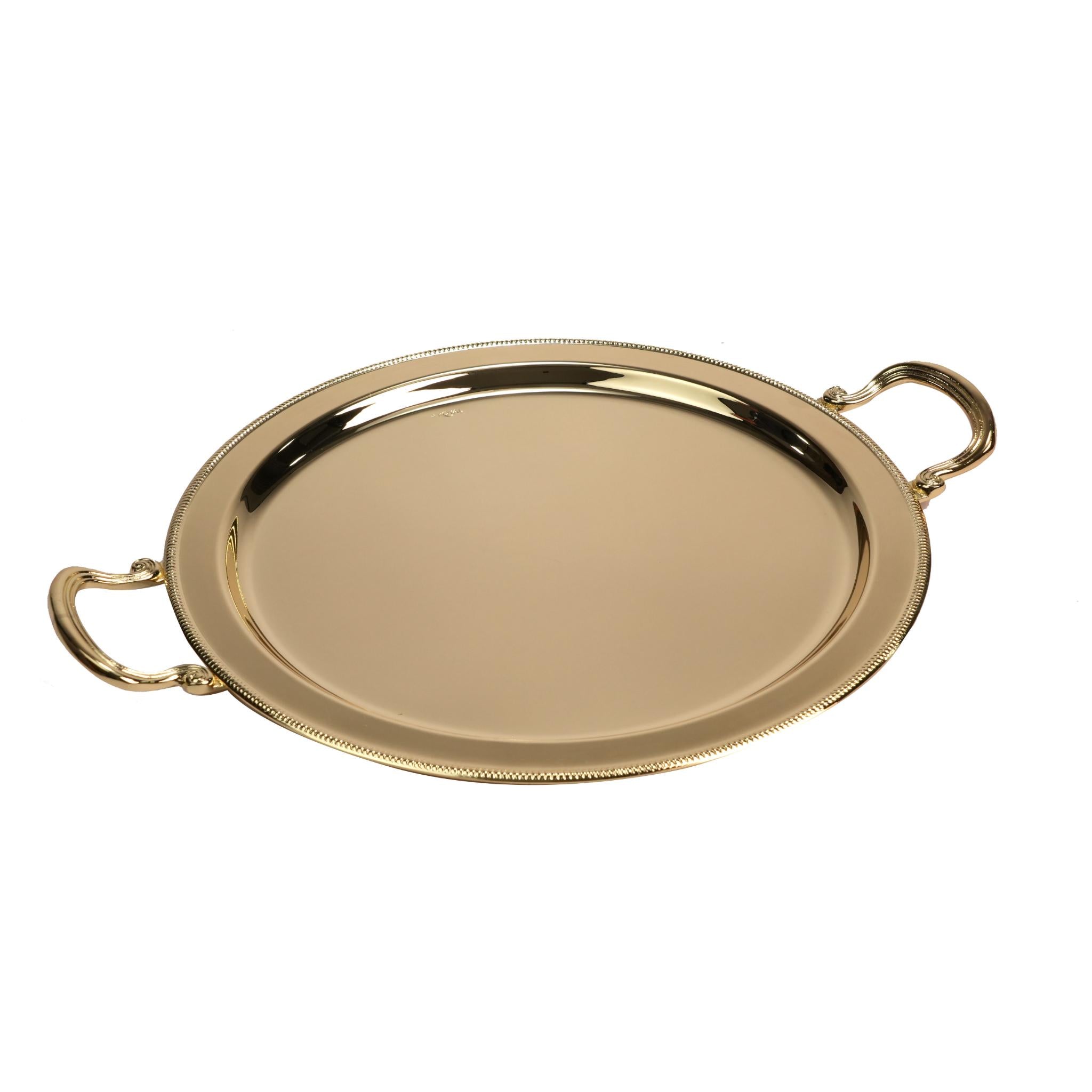 ROUND  TRAY , SIMPLE  DESIGN / GOLD PLATED