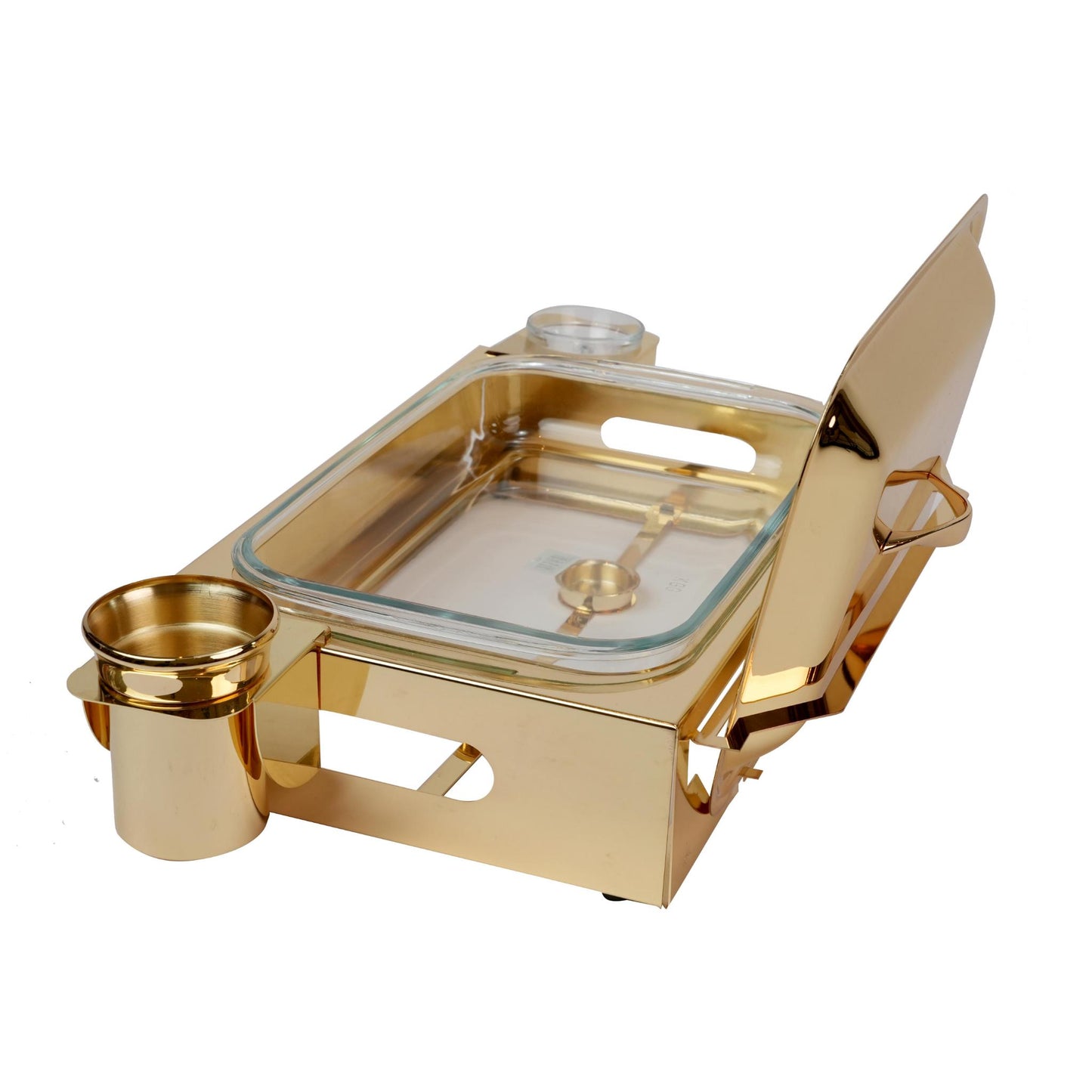 RECTANGULAR CONTAINER  WITH PYREX INSIDE  & CASE FOR CANDELS  / GOLD PLATED