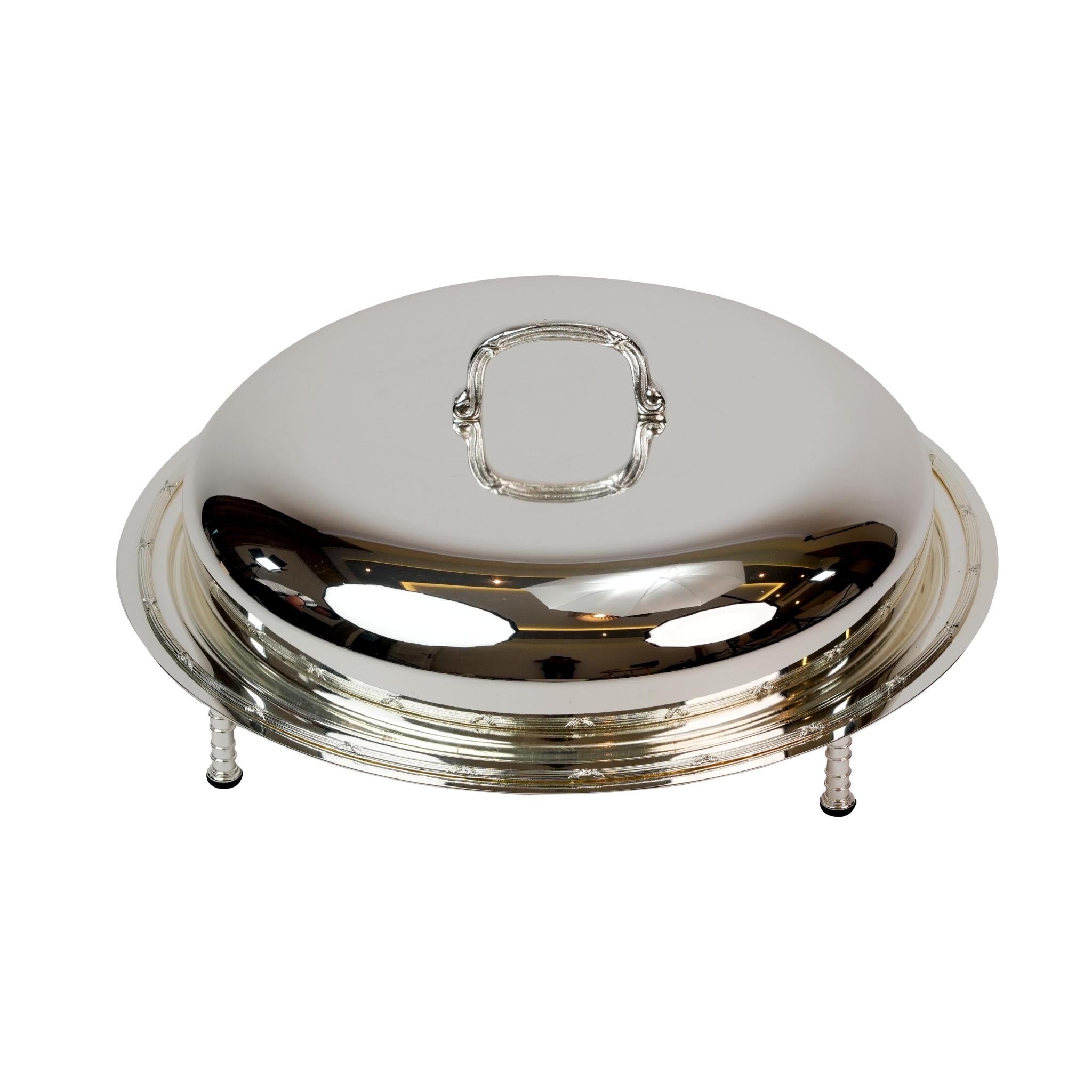 ROUND  SERVING DISH   WITH COVER / SILVER PLATED