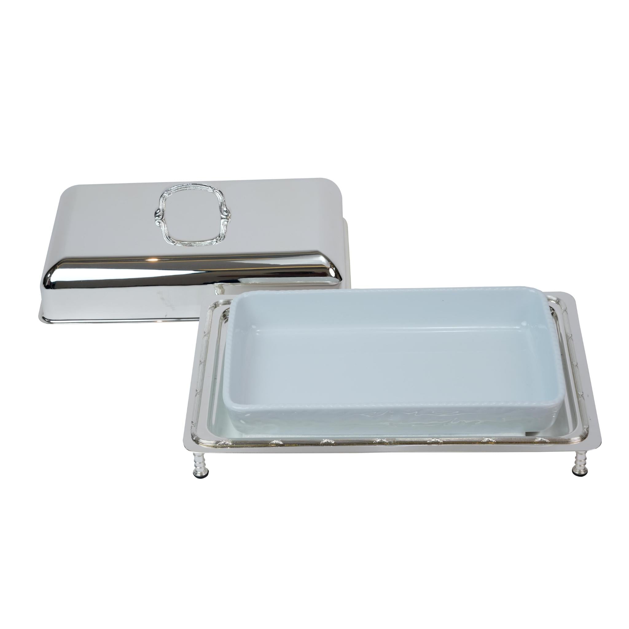 RECTANGULAR SERVING DISH   WITH COVER / SILVER PLATED