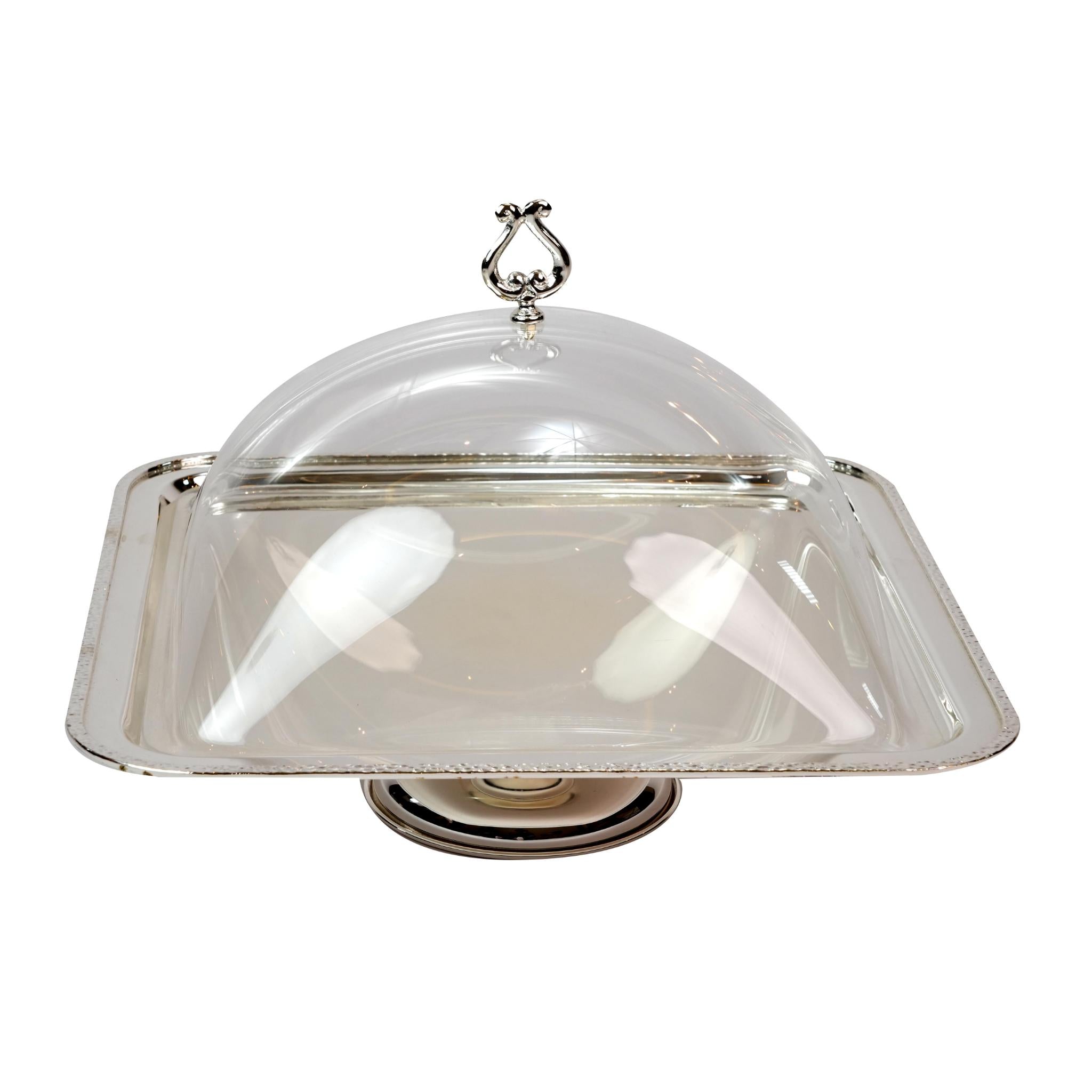 CAKE STAND WITH HAMMERED DESIGN  - SILVER PLATED