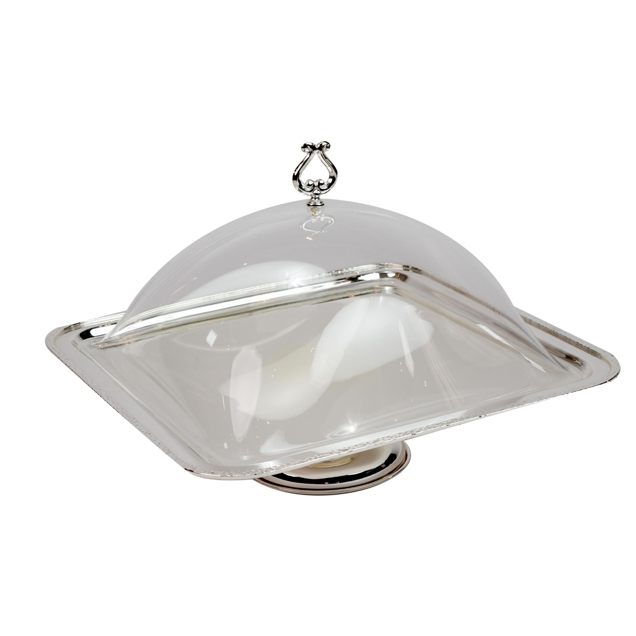 CAKE STAND WITH HAMMERED DESIGN  - SILVER PLATED