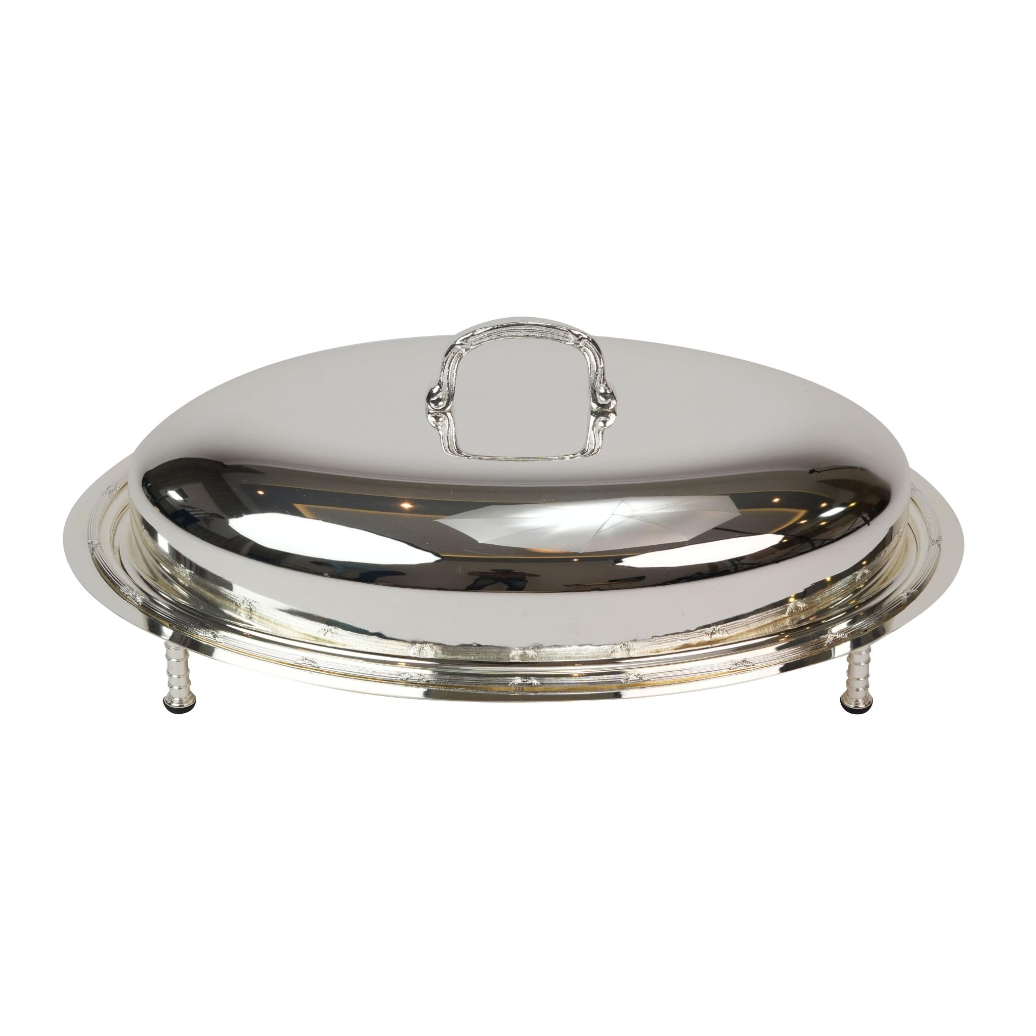 OVAL  SERVING DISH WITH  COVER / SILVER PLATED