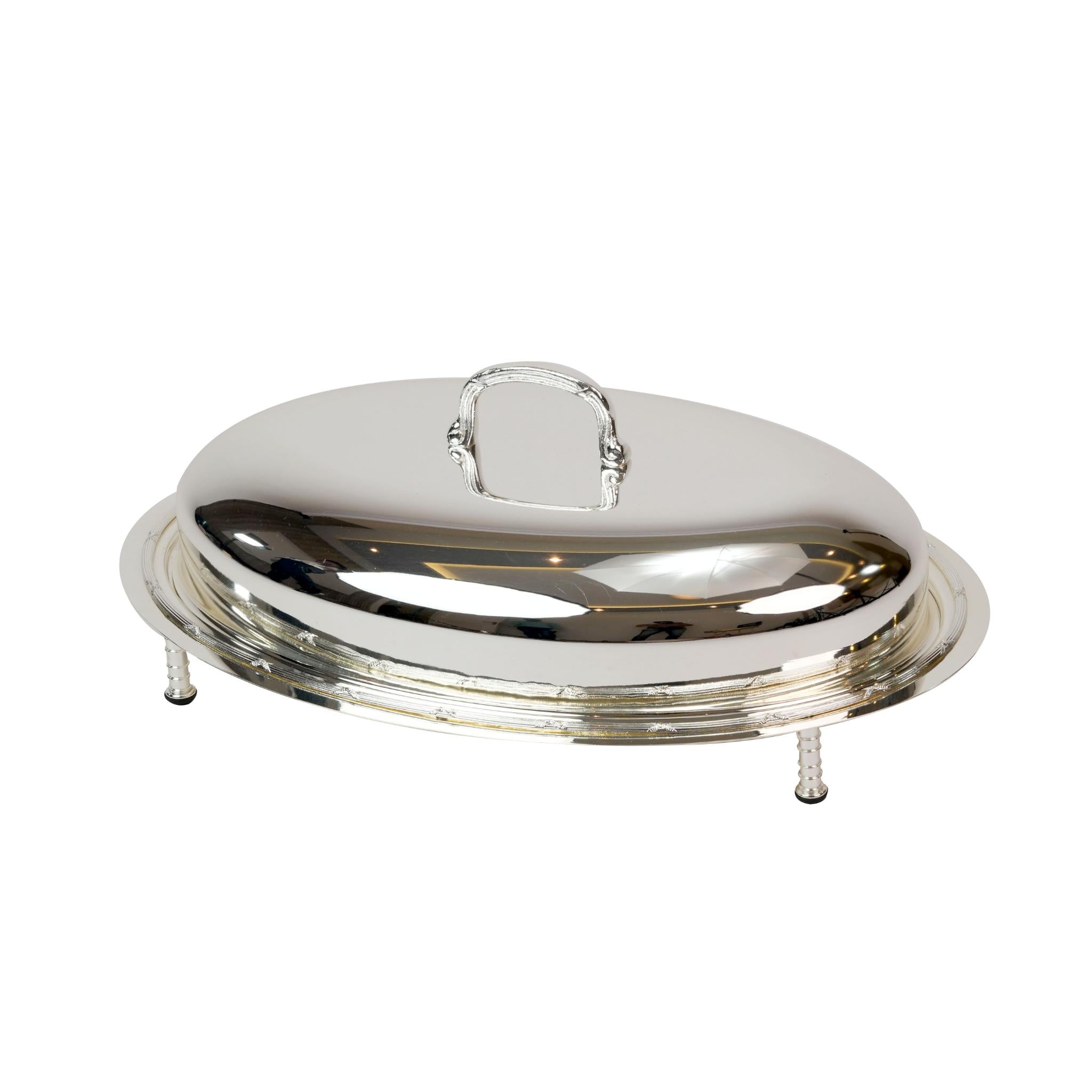 OVAL  SERVING DISH WITH  COVER / SILVER PLATED