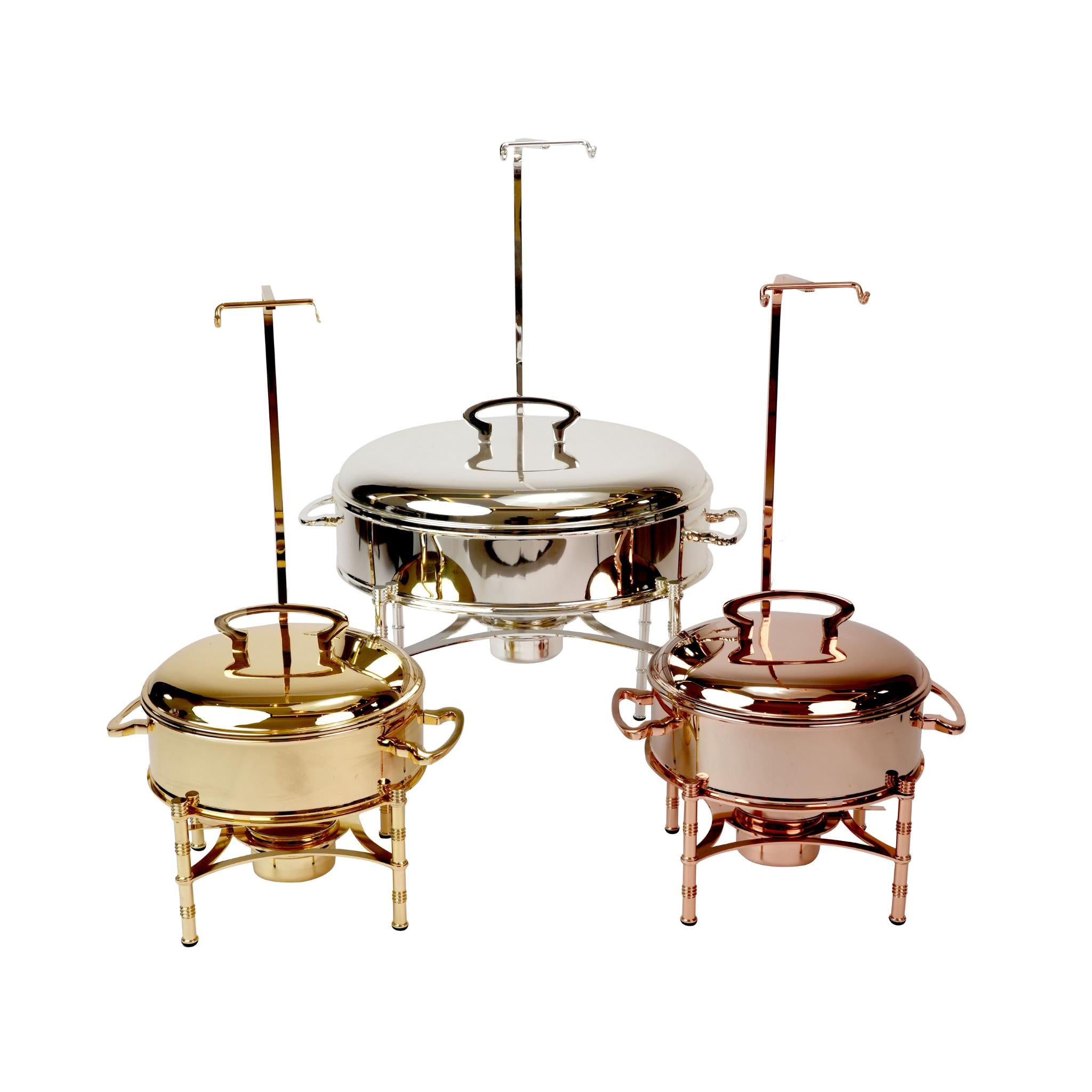ROUND CHAFING DISH / BUFFET  SET OF 3 PCS  CONNECETD  ( MIX COLORS )