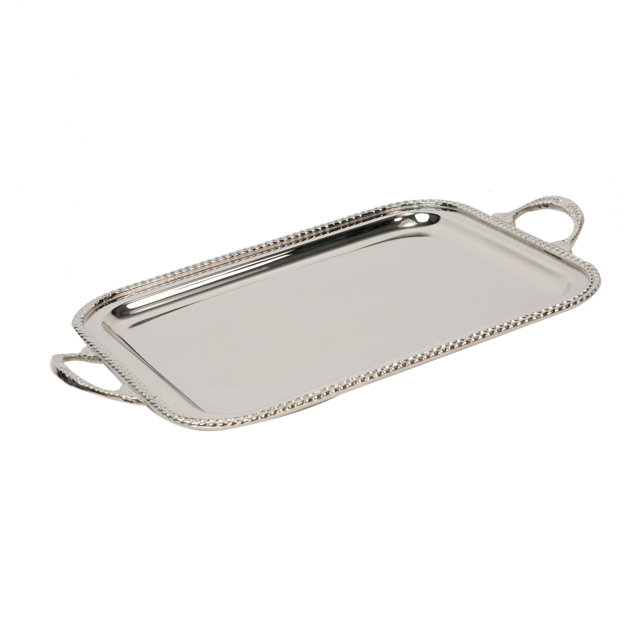 TRAY WITH  , HABLA  LEAF DESIGN / CHROME FINISH