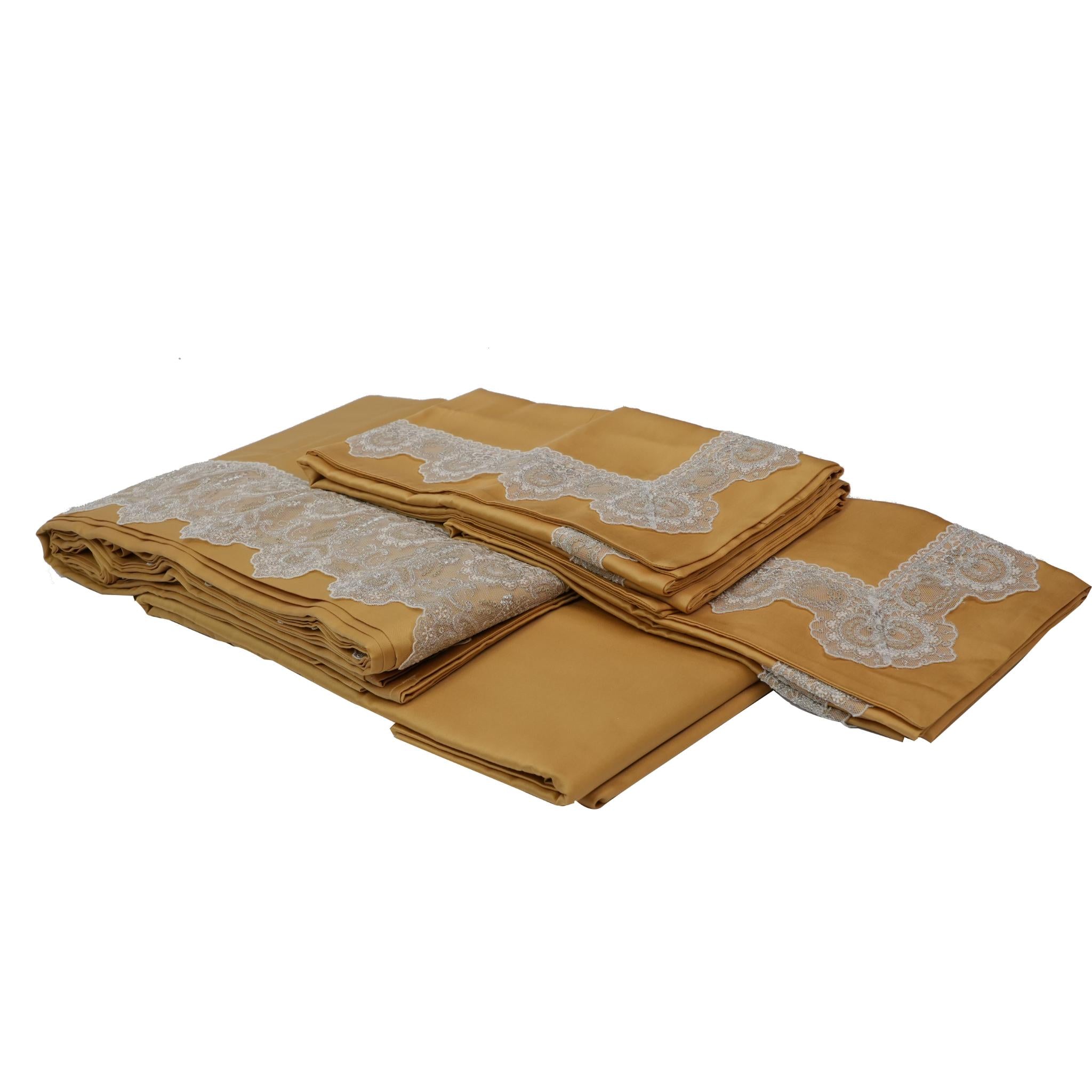 SHEET SET AMALFI GOLD WITH LACE