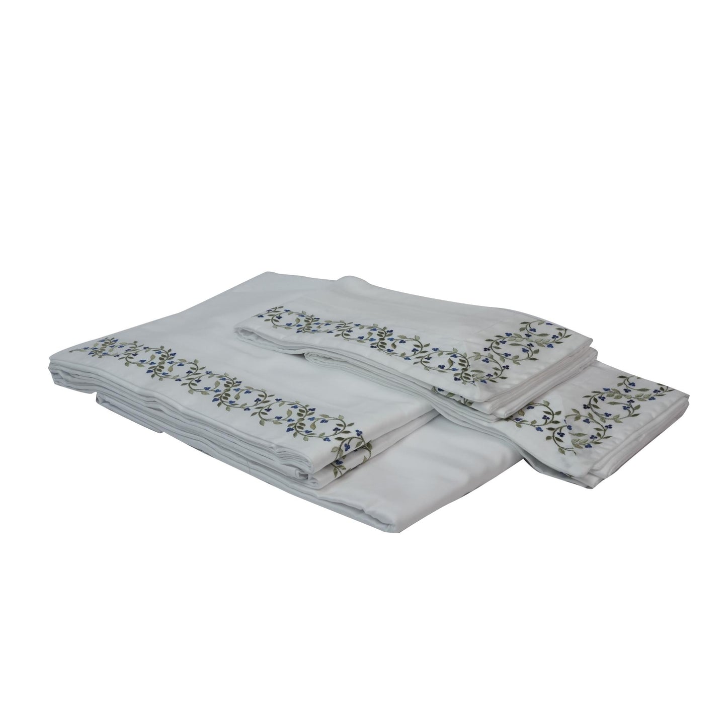 SHEET SET TREVI WHITE & GREEN AND BLUE