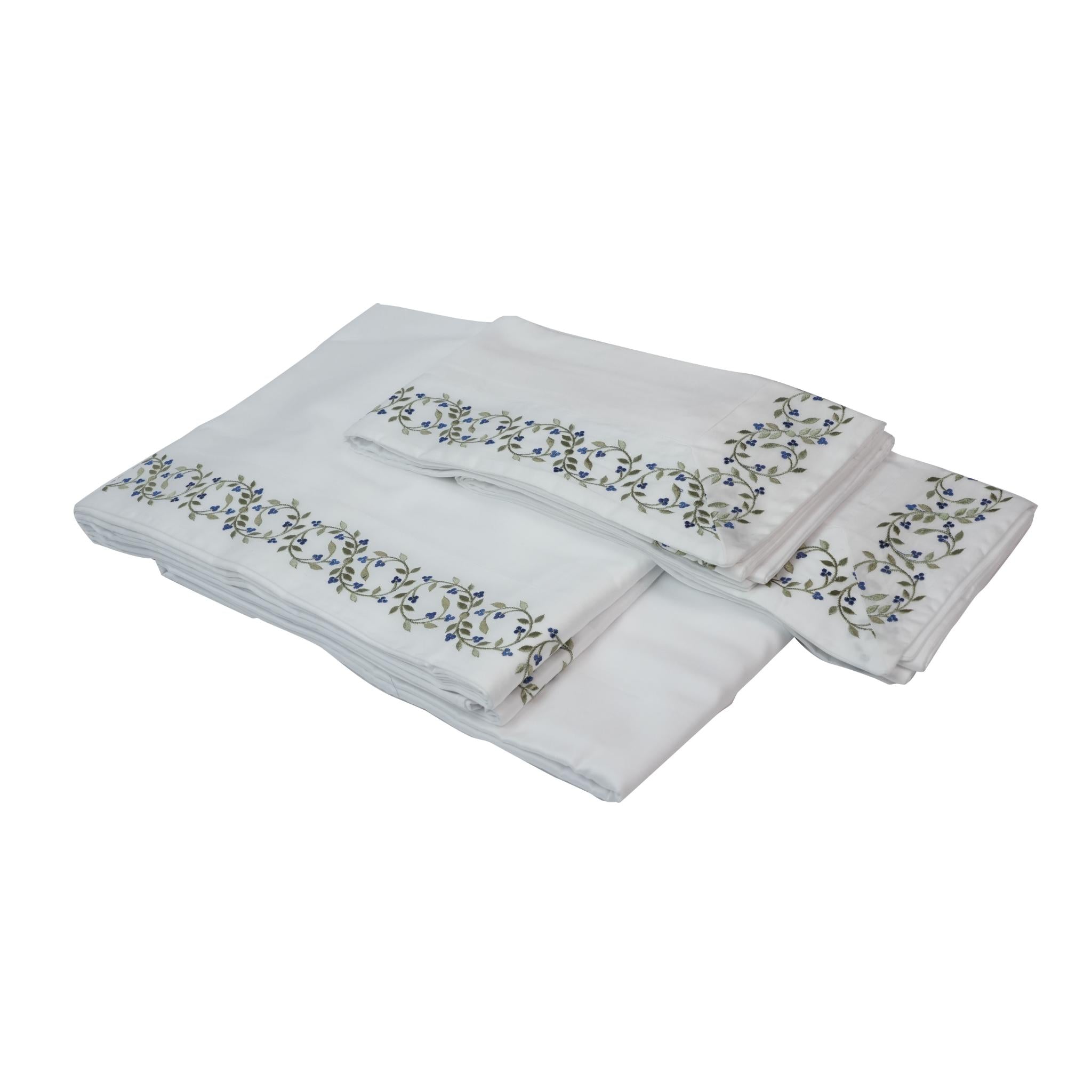 SHEET SET TREVI WHITE & GREEN AND BLUE