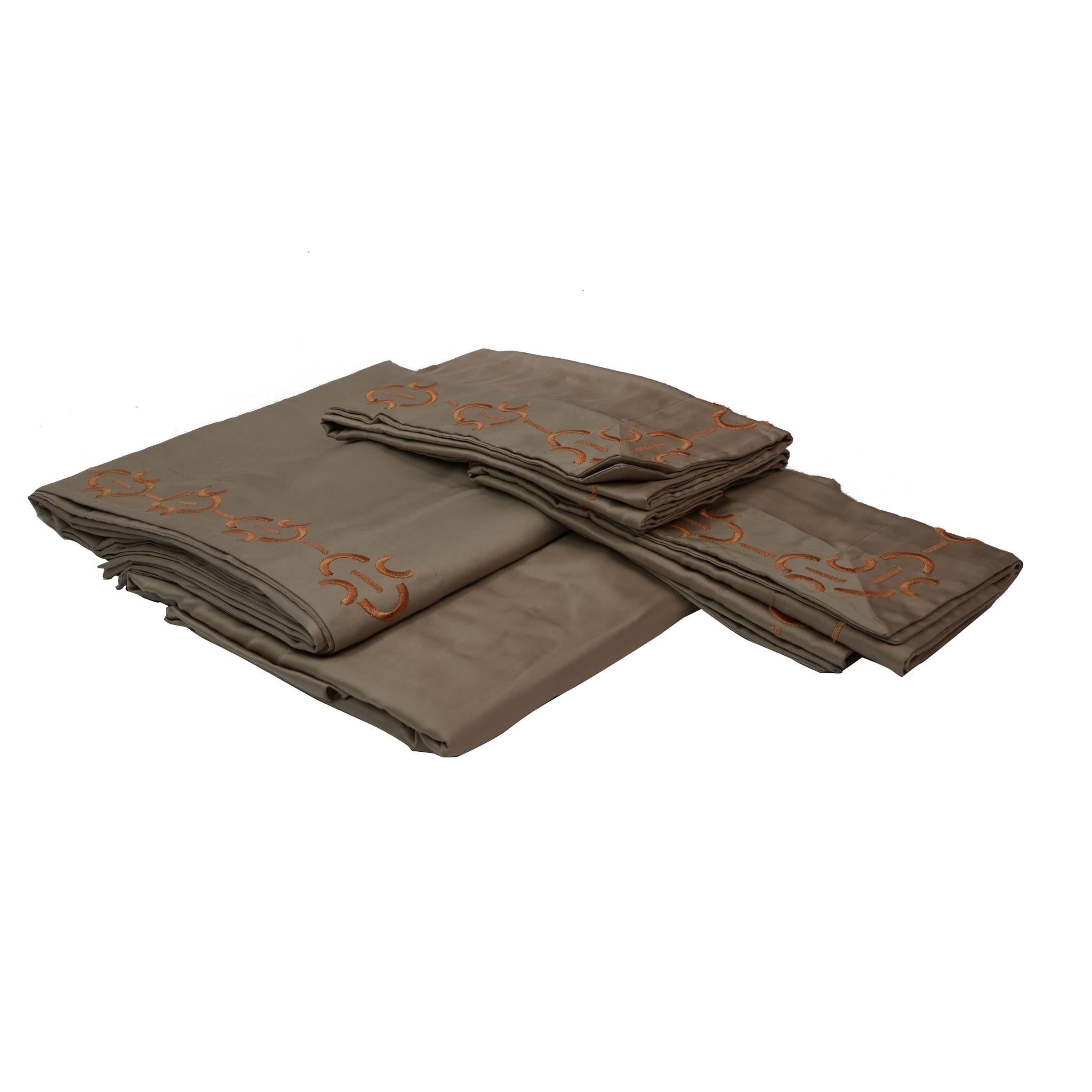 SHEET SET NARCISO BEIGE AND BROWN