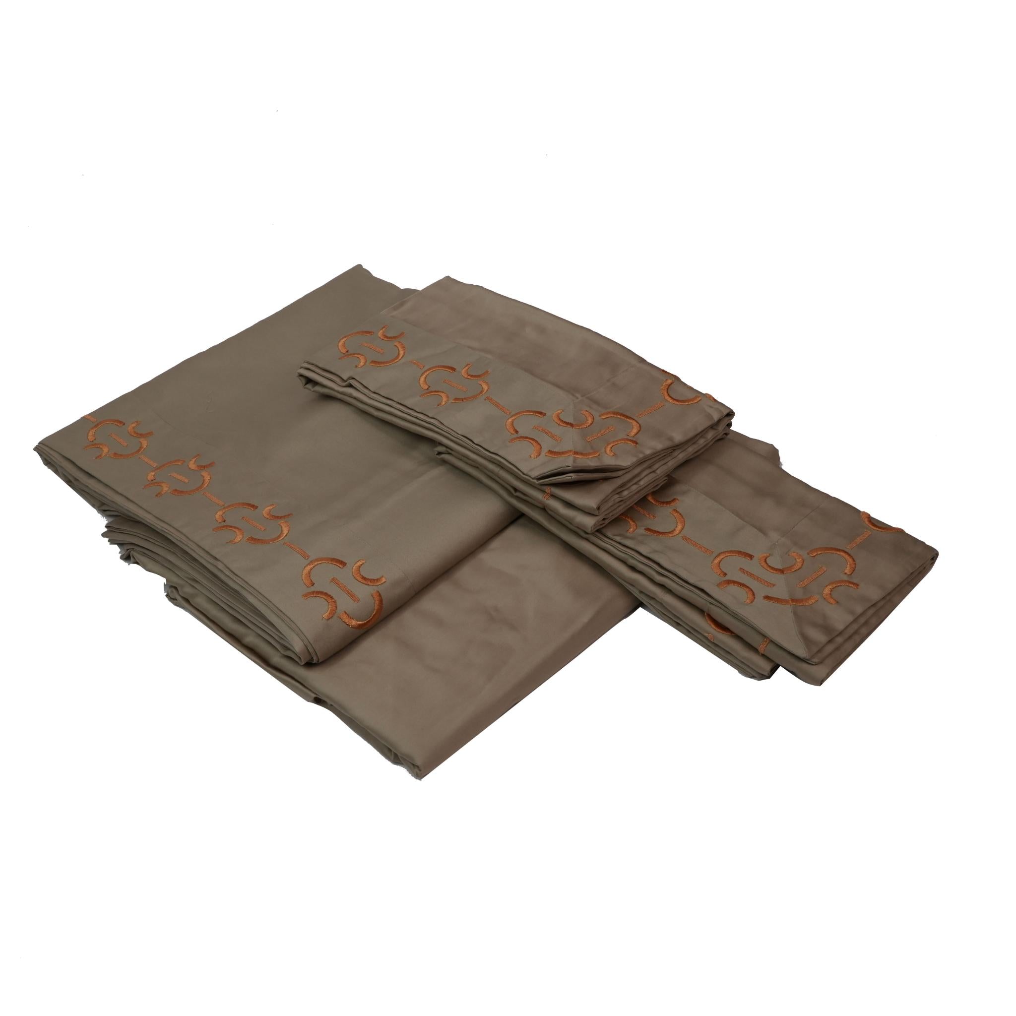 SHEET SET NARCISO BEIGE AND BROWN