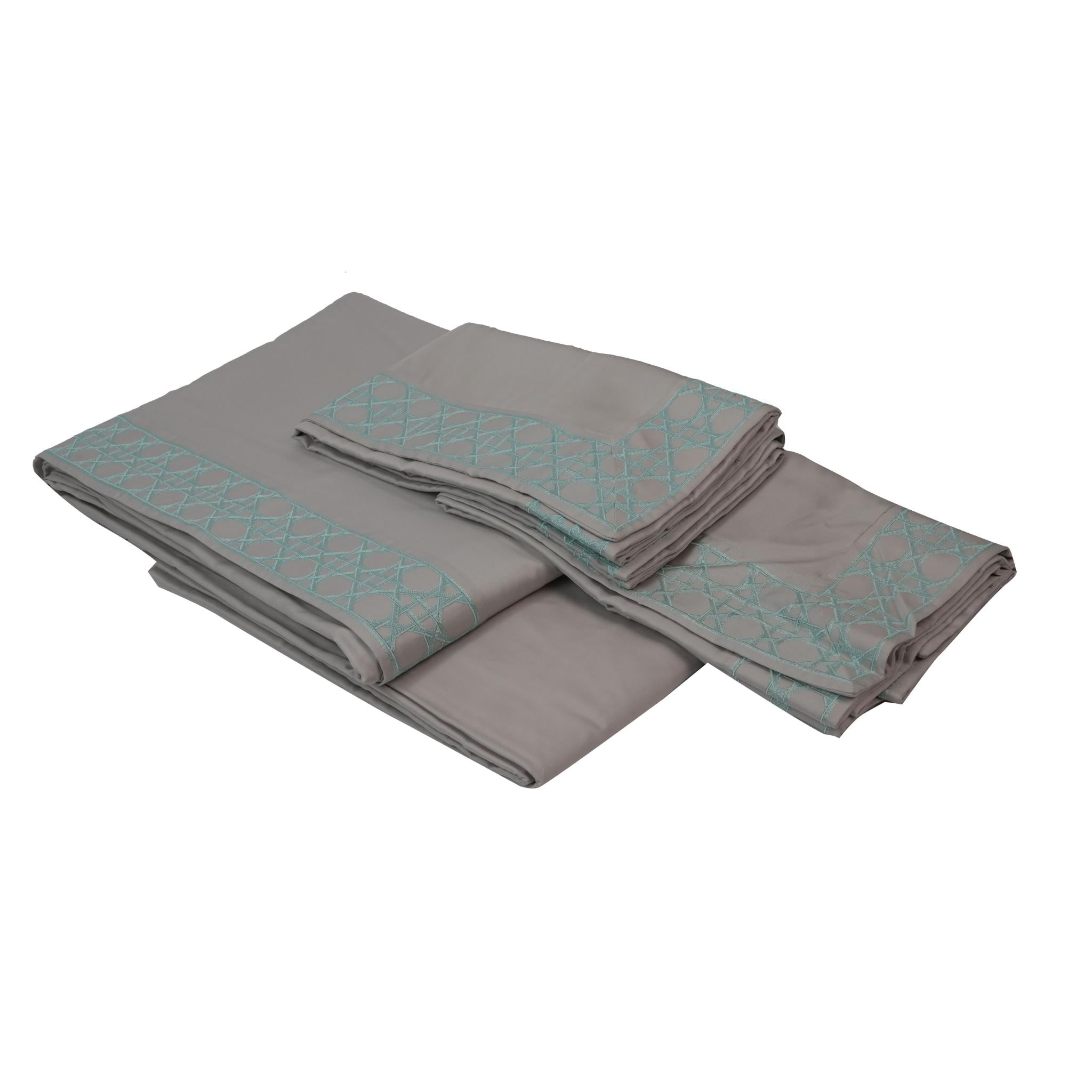 SHEET SET VIENNA  SILVER & TURQUOISE
