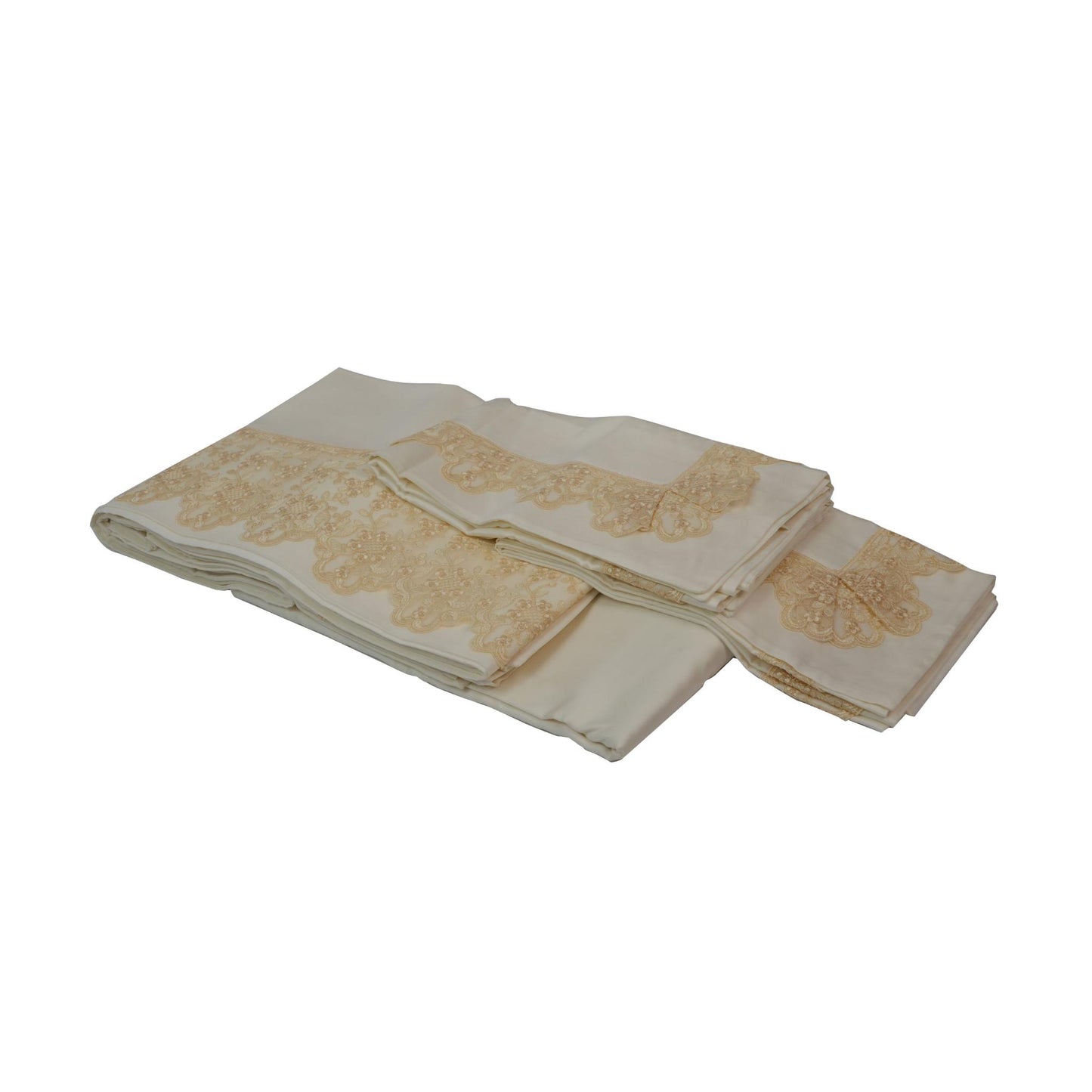 SHEET SET TAORMINA OFF WHITE WITH GOLD LACE