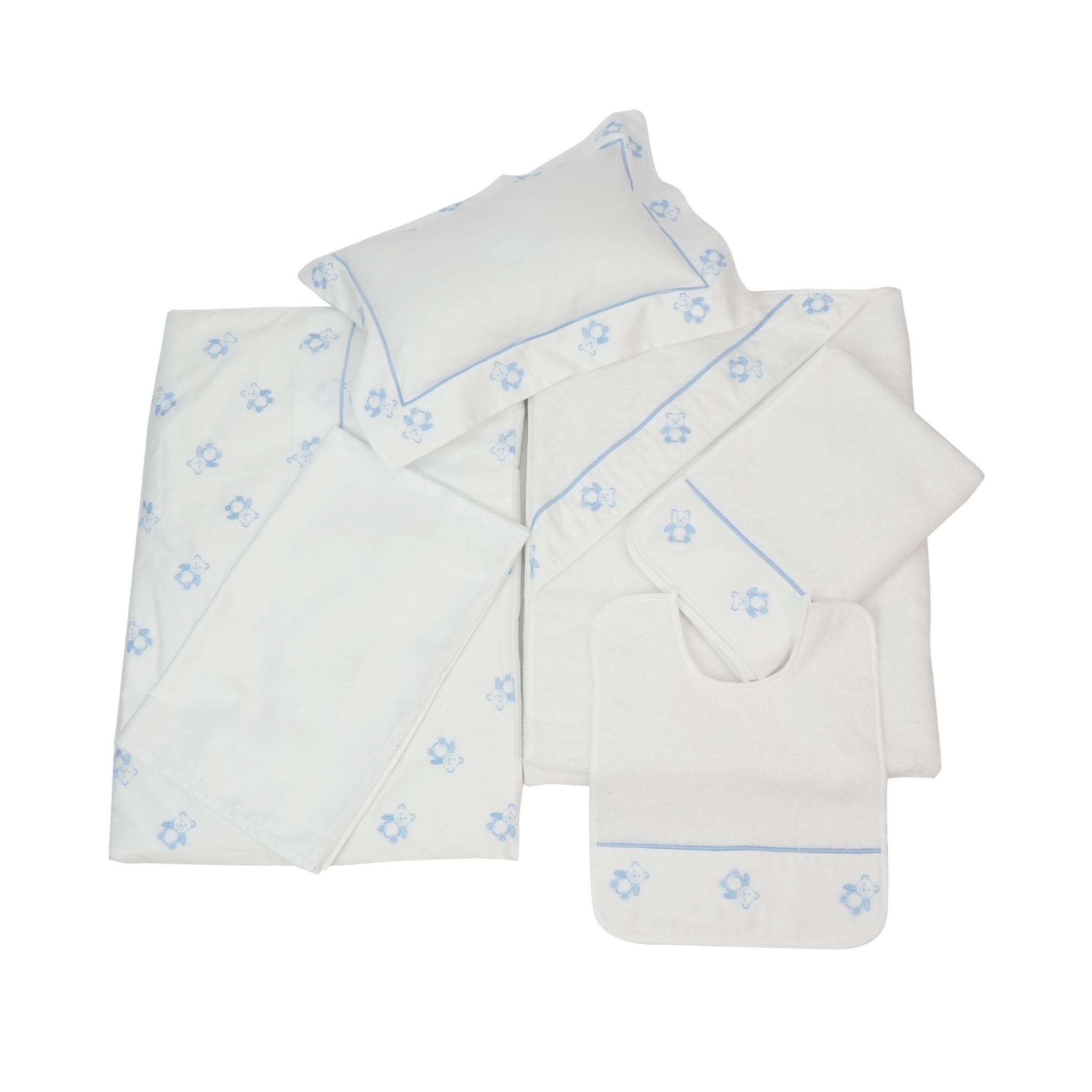 TEDDY BABY SET WHITE & BLUE