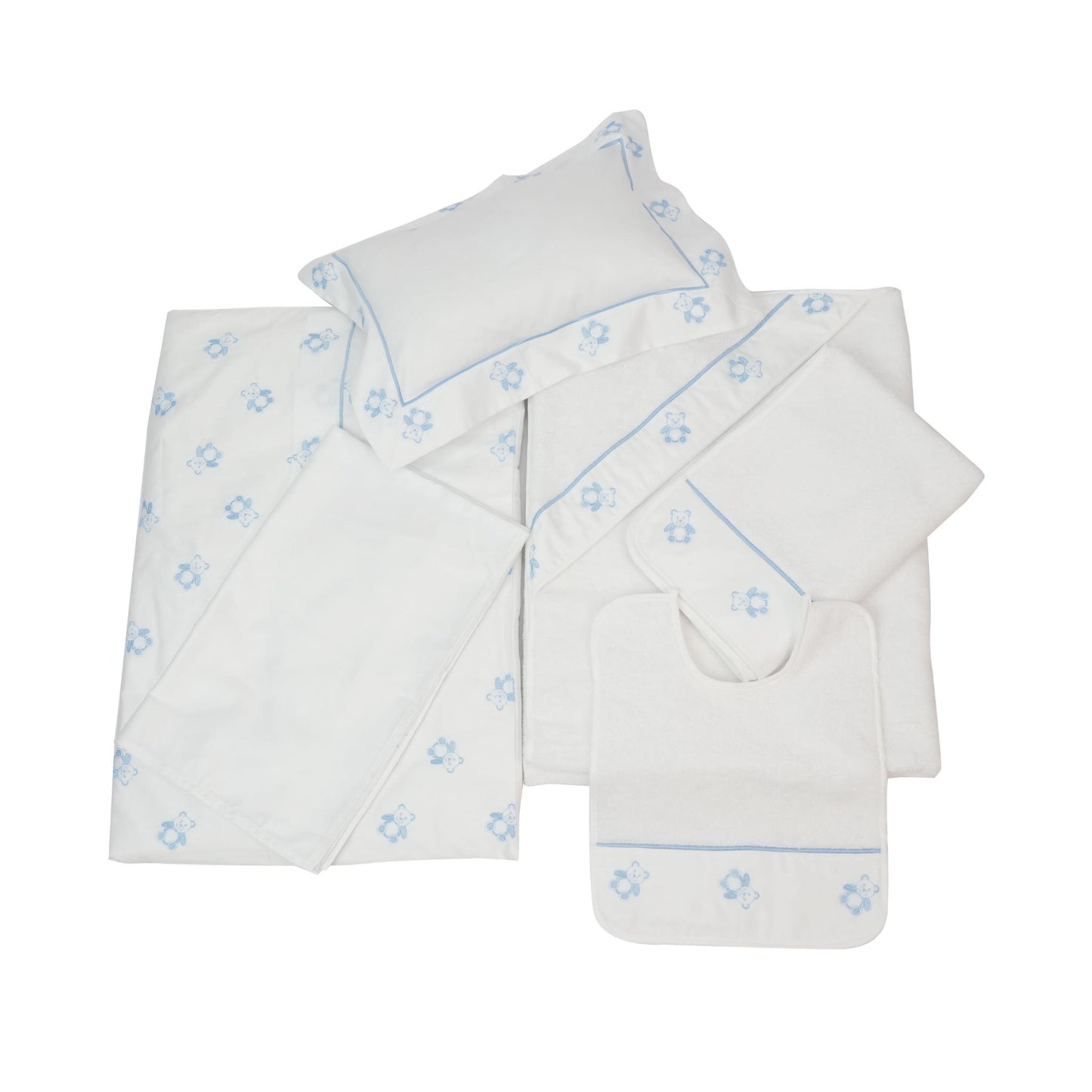 TEDDY BABY SET WHITE & BLUE
