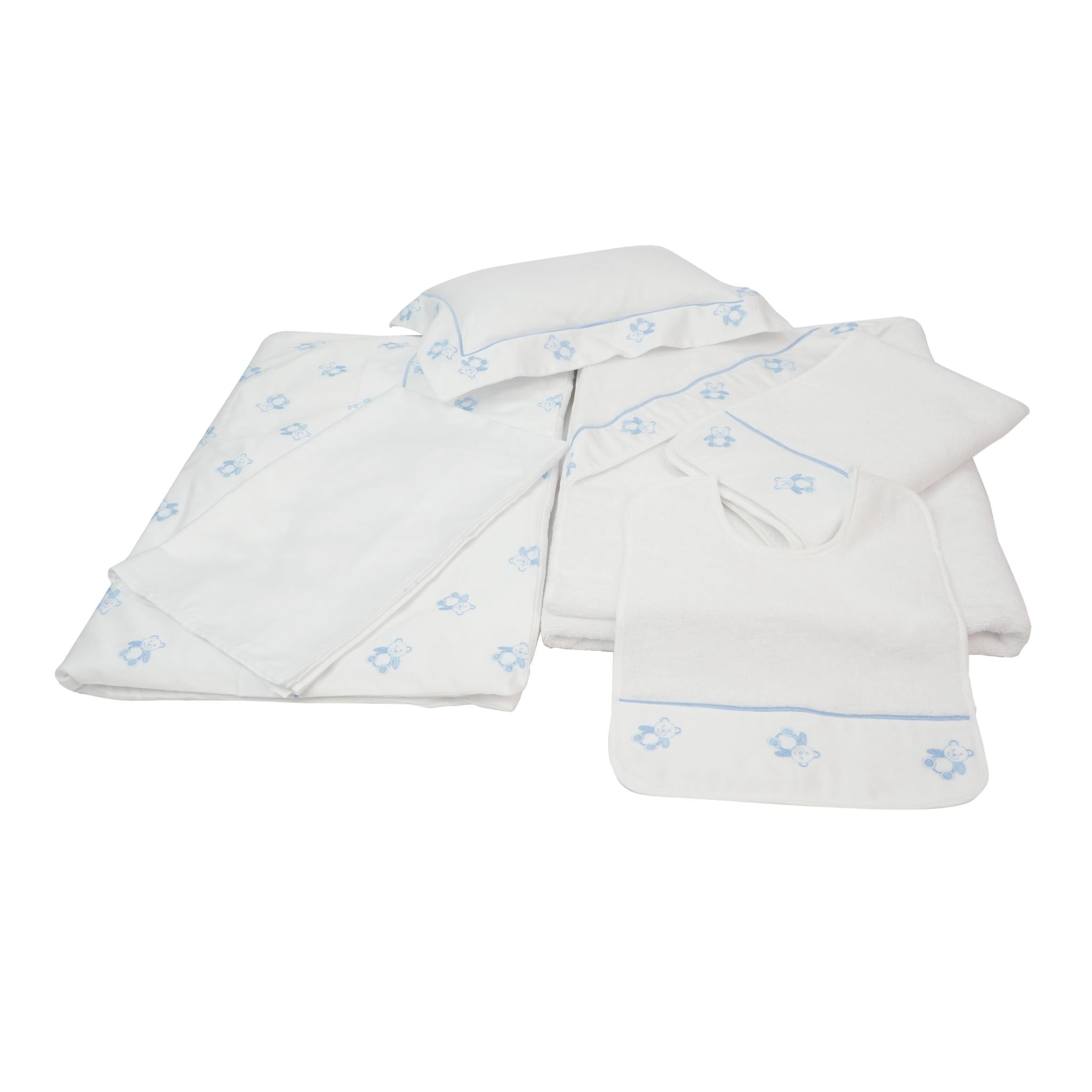 TEDDY BABY SET WHITE & BLUE